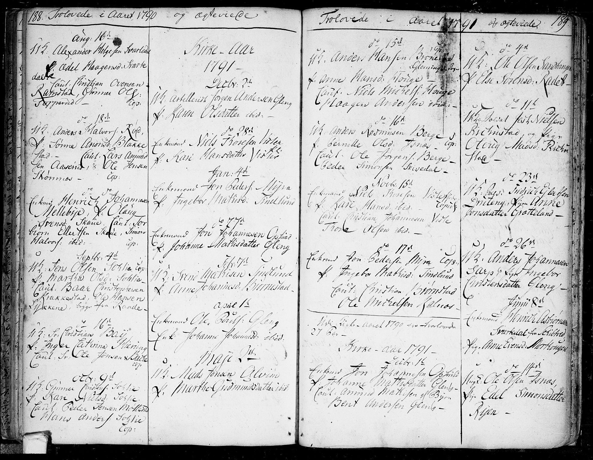 Tune prestekontor Kirkebøker, SAO/A-2007/F/Fa/L0003: Parish register (official) no. 3, 1781-1796, p. 188-189