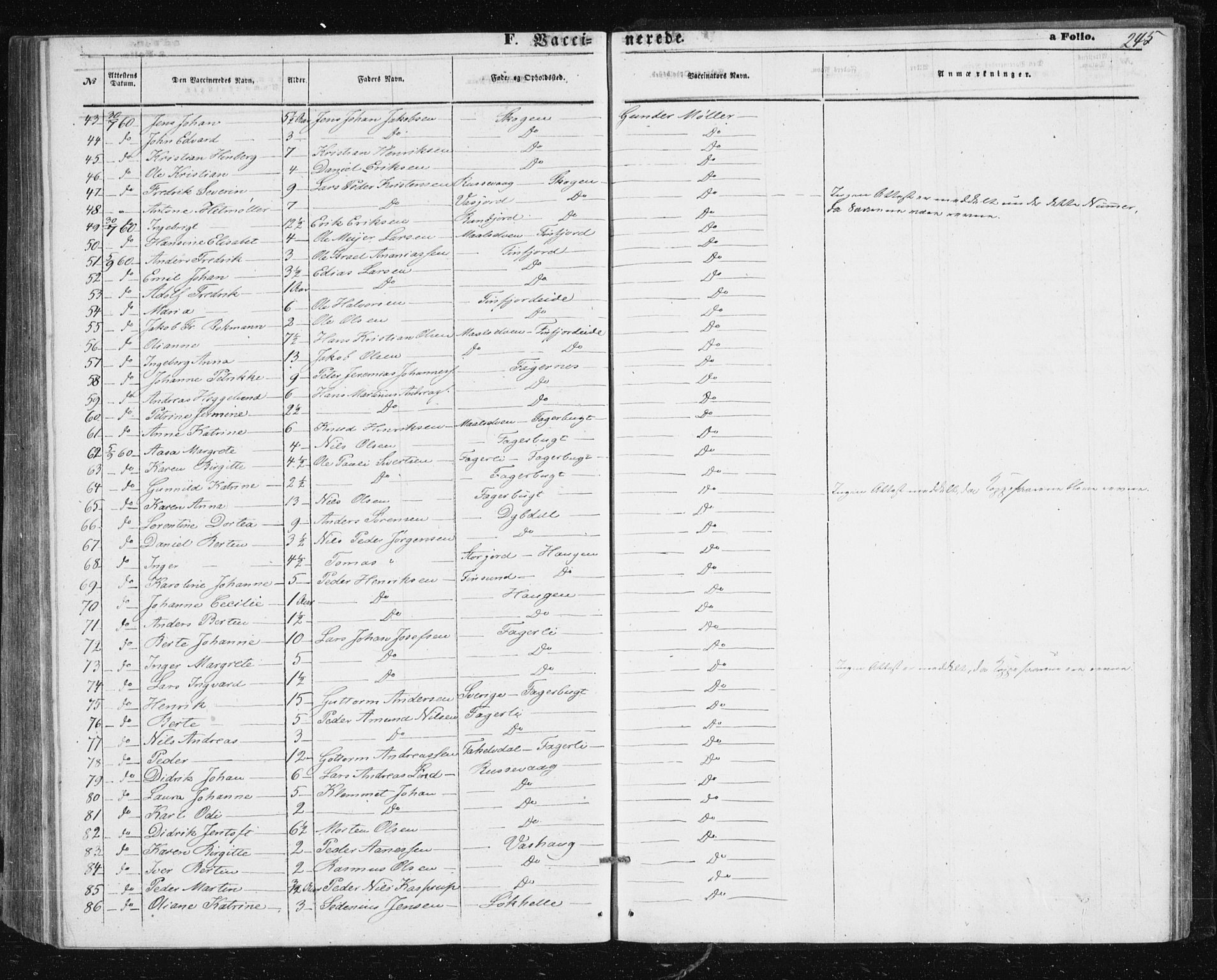 Lenvik sokneprestembete, SATØ/S-1310/H/Ha/Hab/L0004klokker: Parish register (copy) no. 4, 1859-1869, p. 245