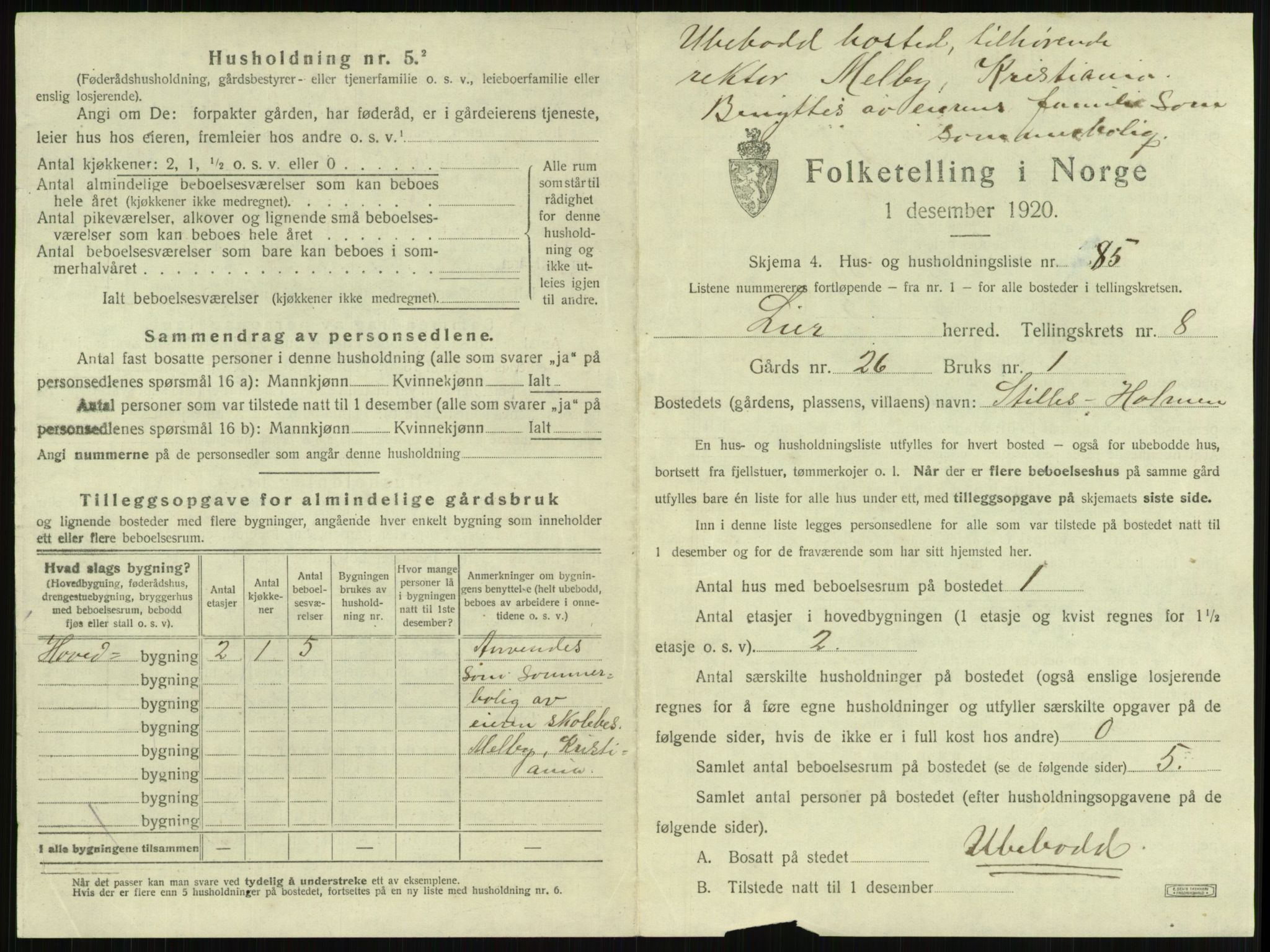 SAKO, 1920 census for Lier, 1920, p. 1440