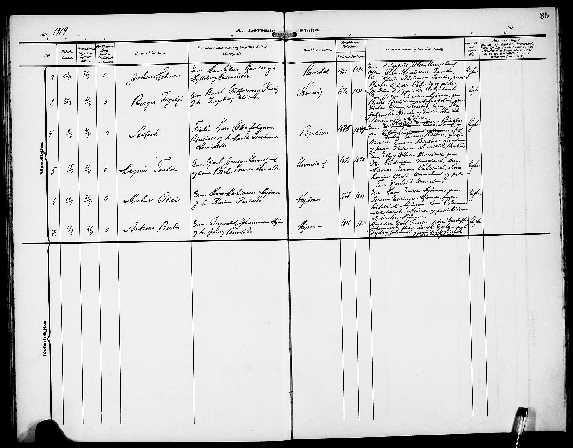 Gulen sokneprestembete, AV/SAB-A-80201/H/Hab/Habd/L0001: Parish register (copy) no. D 1, 1901-1924, p. 35