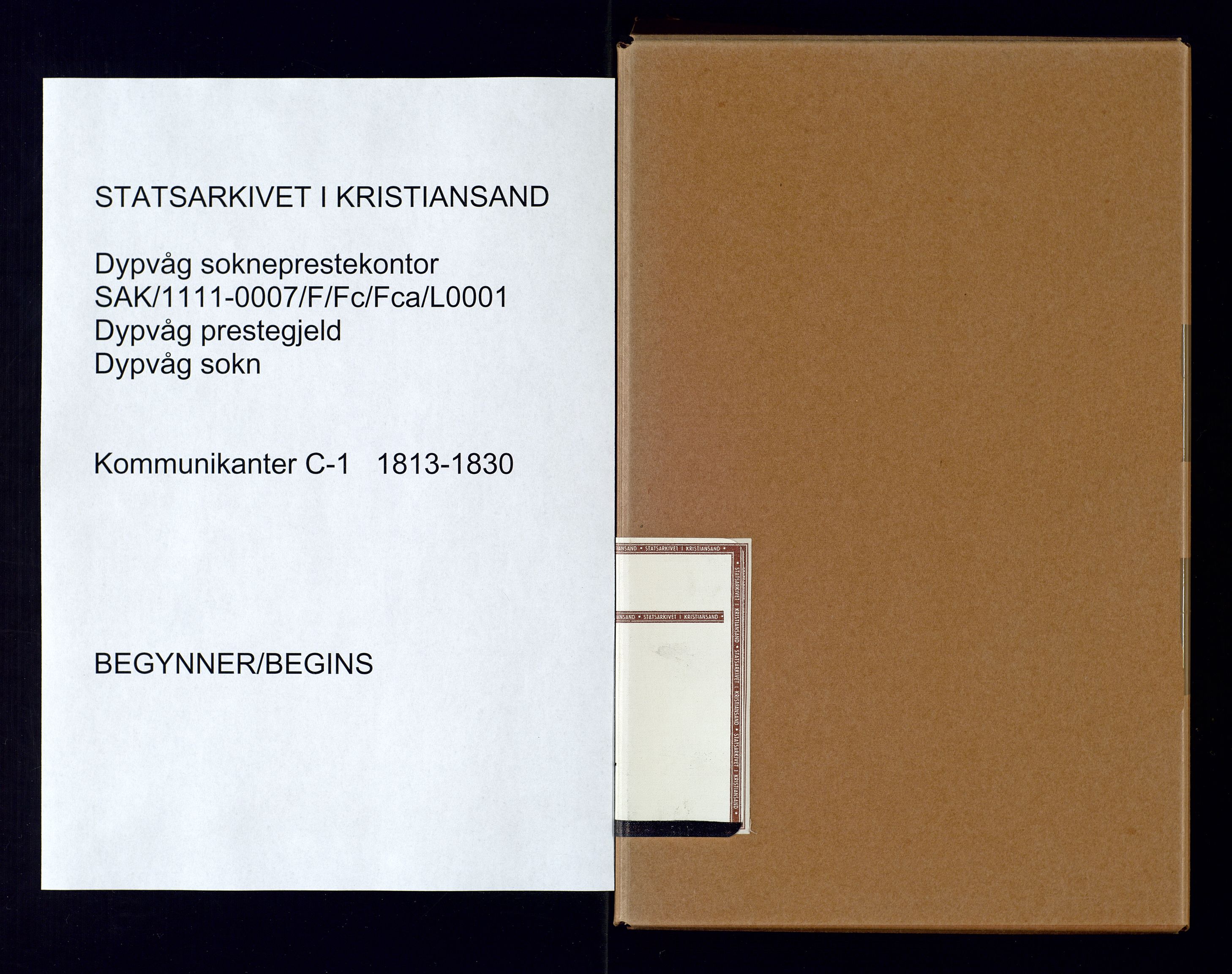 Dypvåg sokneprestkontor, SAK/1111-0007/F/Fc/Fca/L0001: Communicants register no. C-1, 1813-1830
