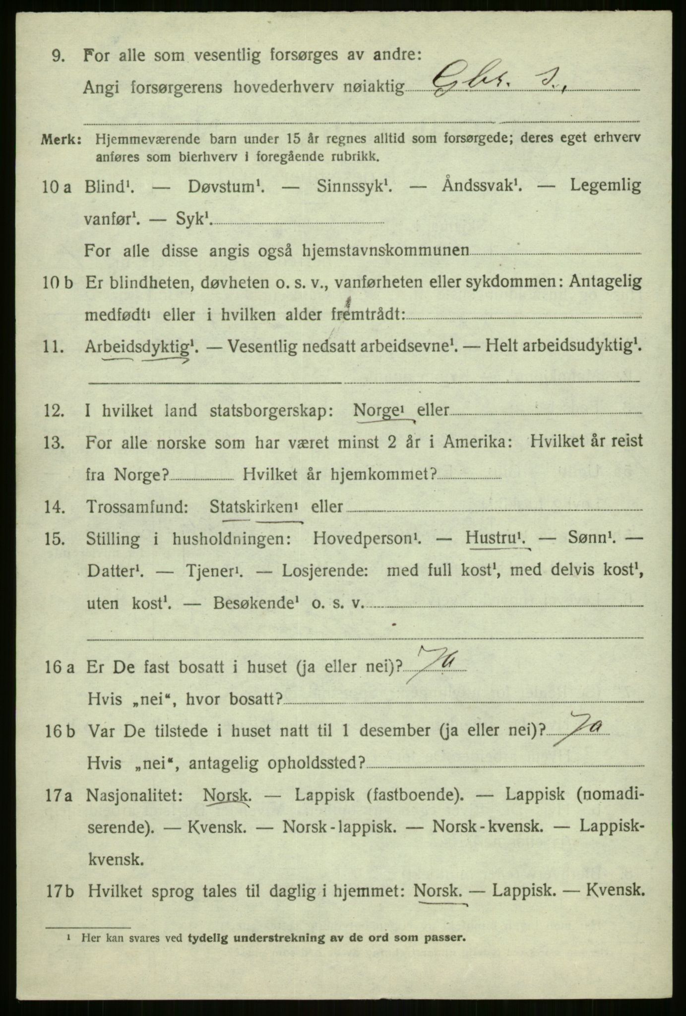 SATØ, 1920 census for Malangen, 1920, p. 1887