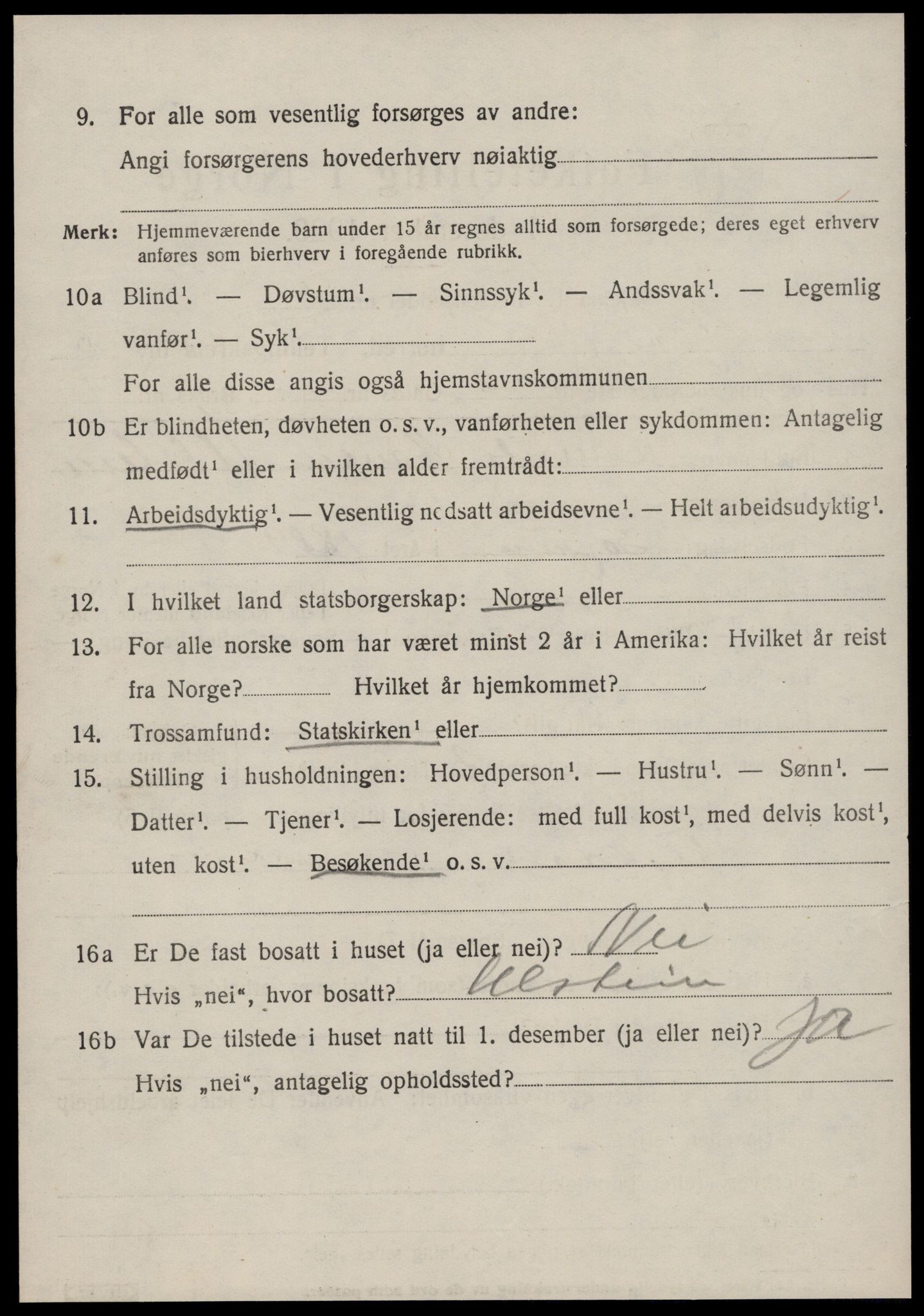 SAT, 1920 census for Volda, 1920, p. 10925