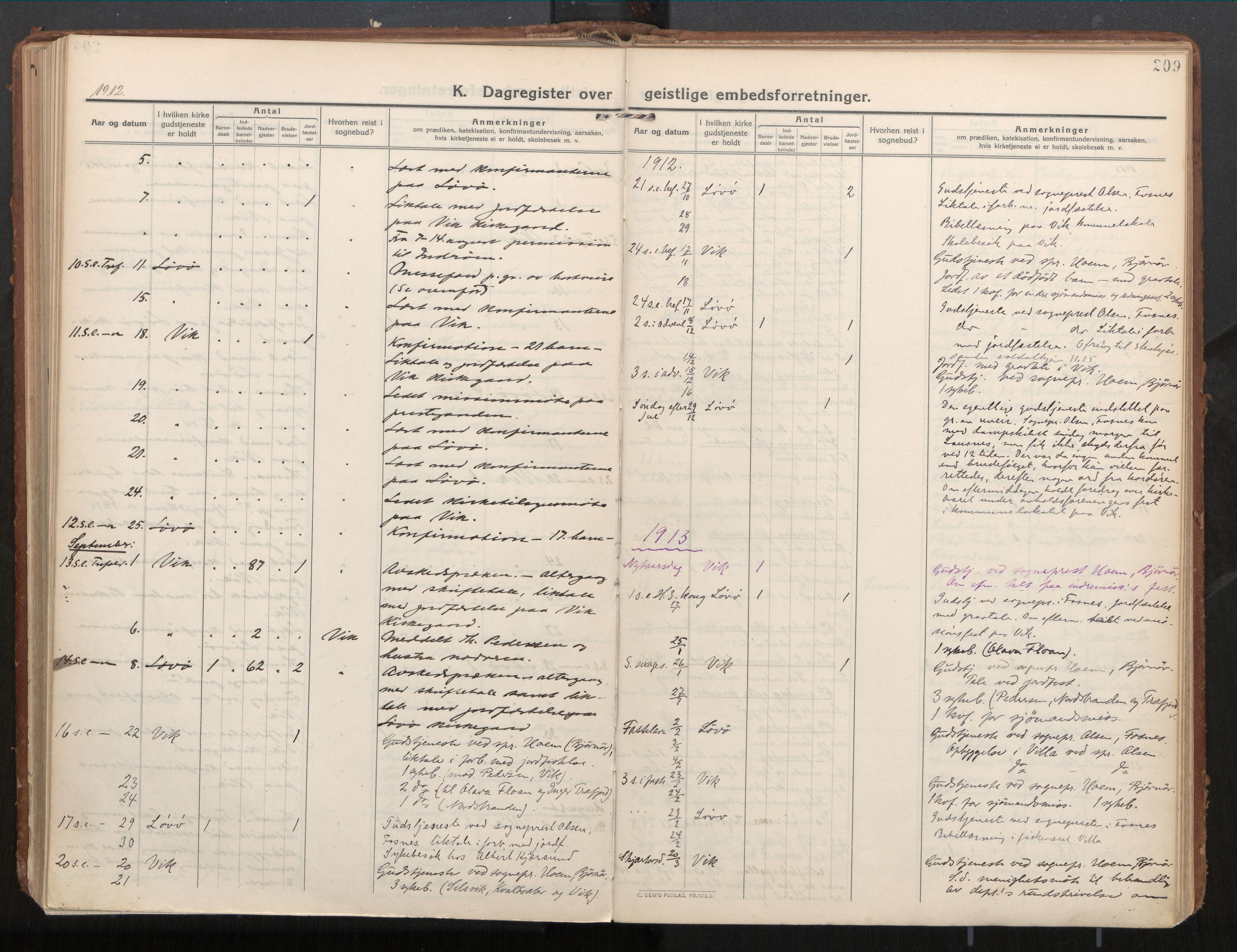 Ministerialprotokoller, klokkerbøker og fødselsregistre - Nord-Trøndelag, AV/SAT-A-1458/771/L0598: Parish register (official) no. 771A05, 1911-1937, p. 209