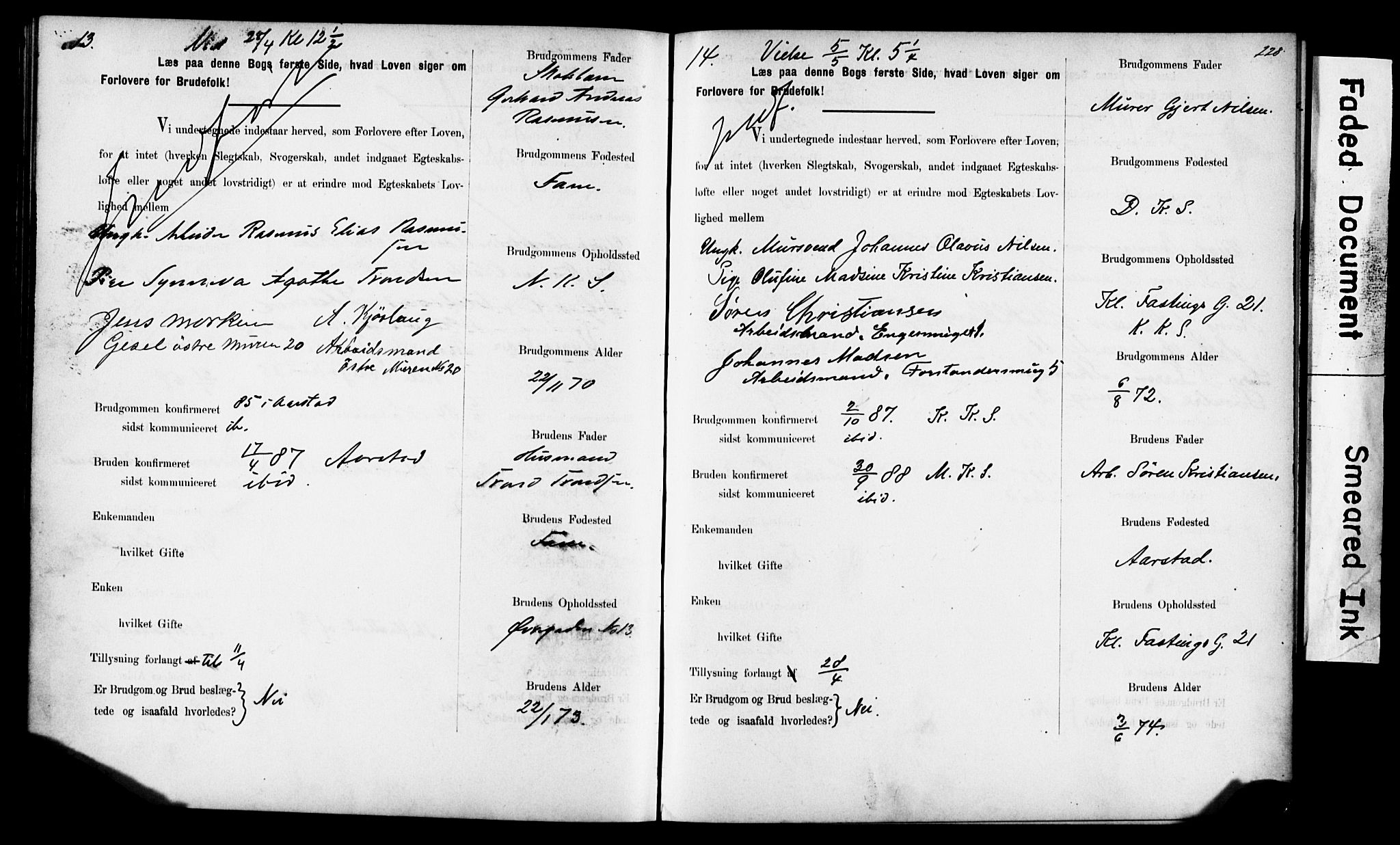 Korskirken sokneprestembete, AV/SAB-A-76101: Best man's statements no. II.5.6, 1889-1898, p. 228