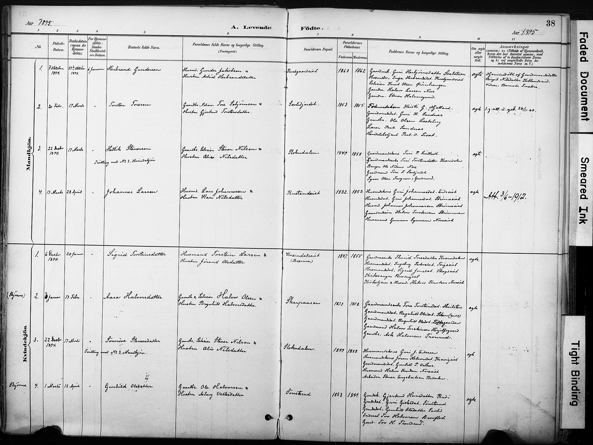 Nore kirkebøker, SAKO/A-238/F/Fb/L0002: Parish register (official) no. II 2, 1886-1906, p. 38
