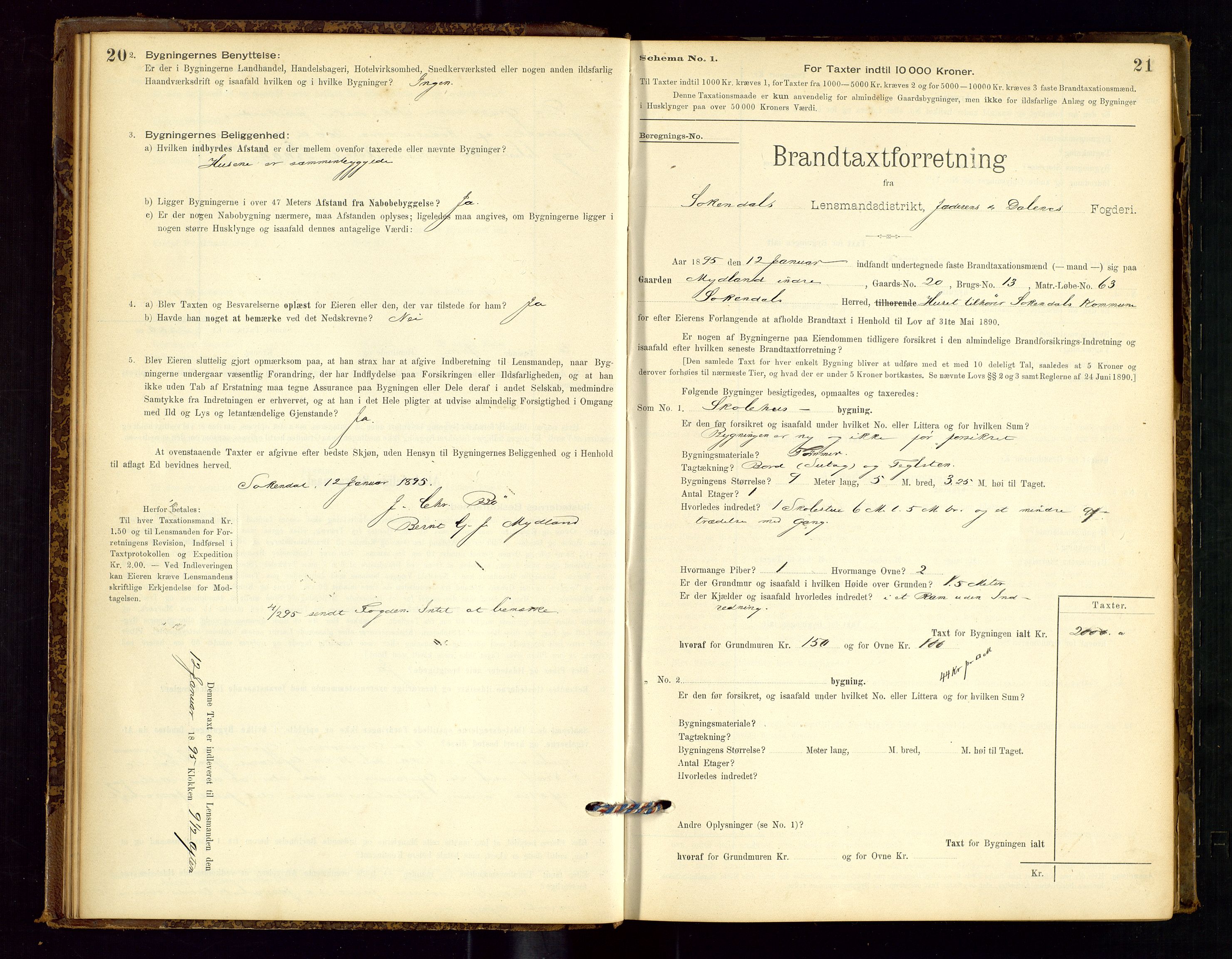 Sokndal lensmannskontor, AV/SAST-A-100417/Gob/L0001: "Brandtaxt-Protokol", 1895-1902, p. 20-21