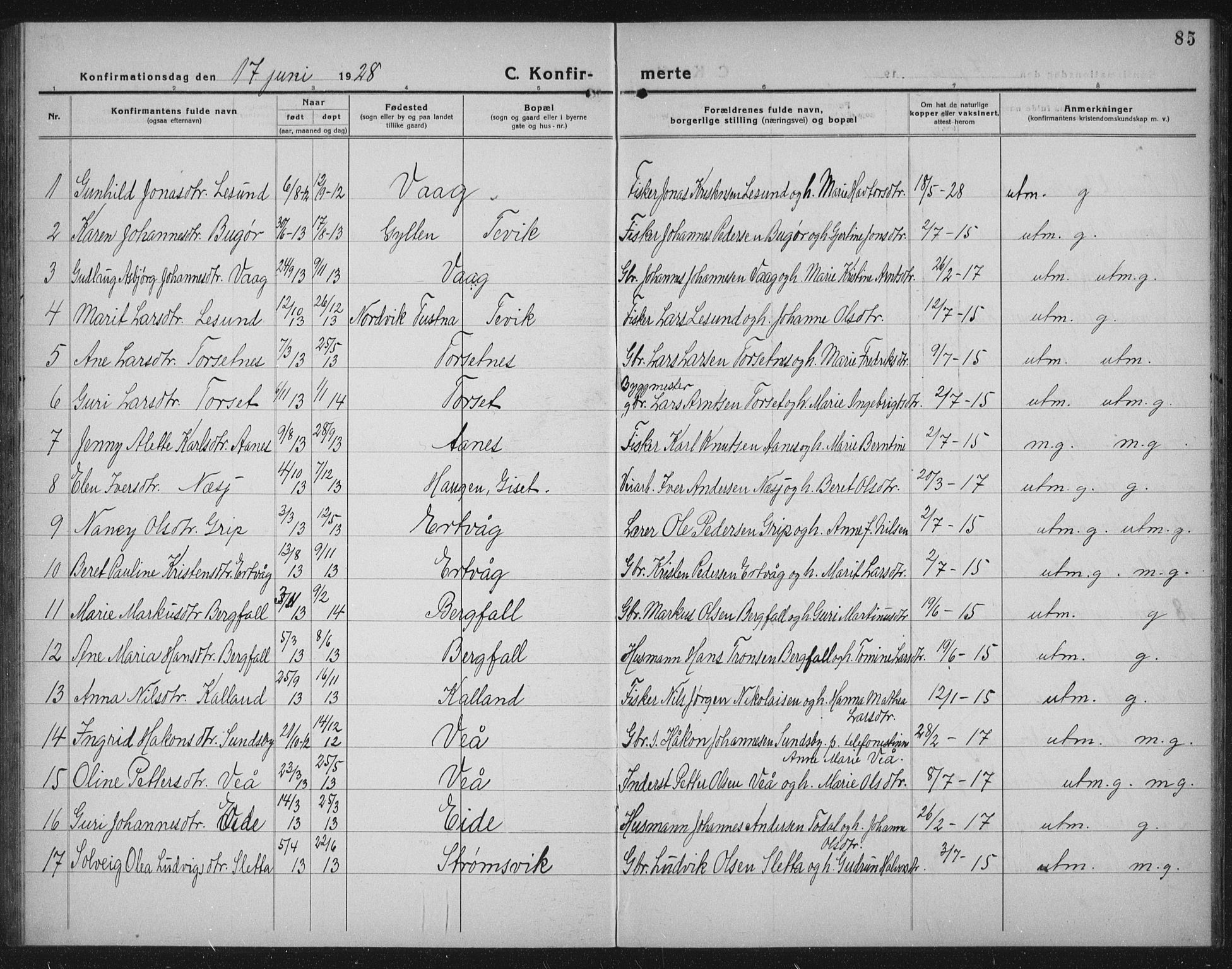 Ministerialprotokoller, klokkerbøker og fødselsregistre - Møre og Romsdal, AV/SAT-A-1454/578/L0911: Parish register (copy) no. 578C04, 1921-1940, p. 85