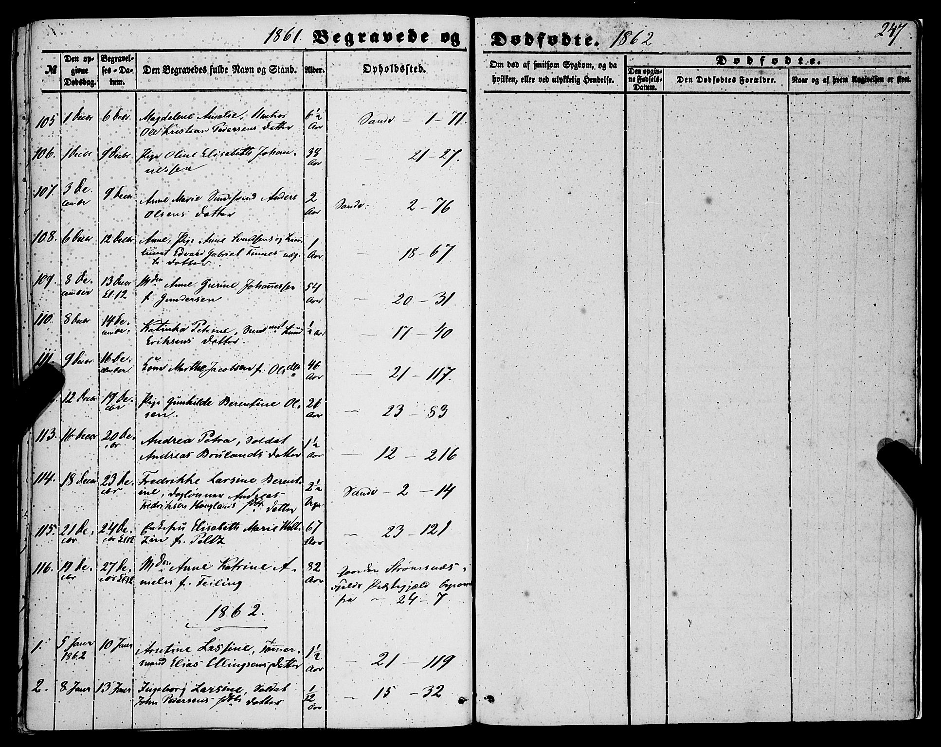 Korskirken sokneprestembete, AV/SAB-A-76101/H/Haa: Parish register (official) no. E 2, 1848-1862, p. 247