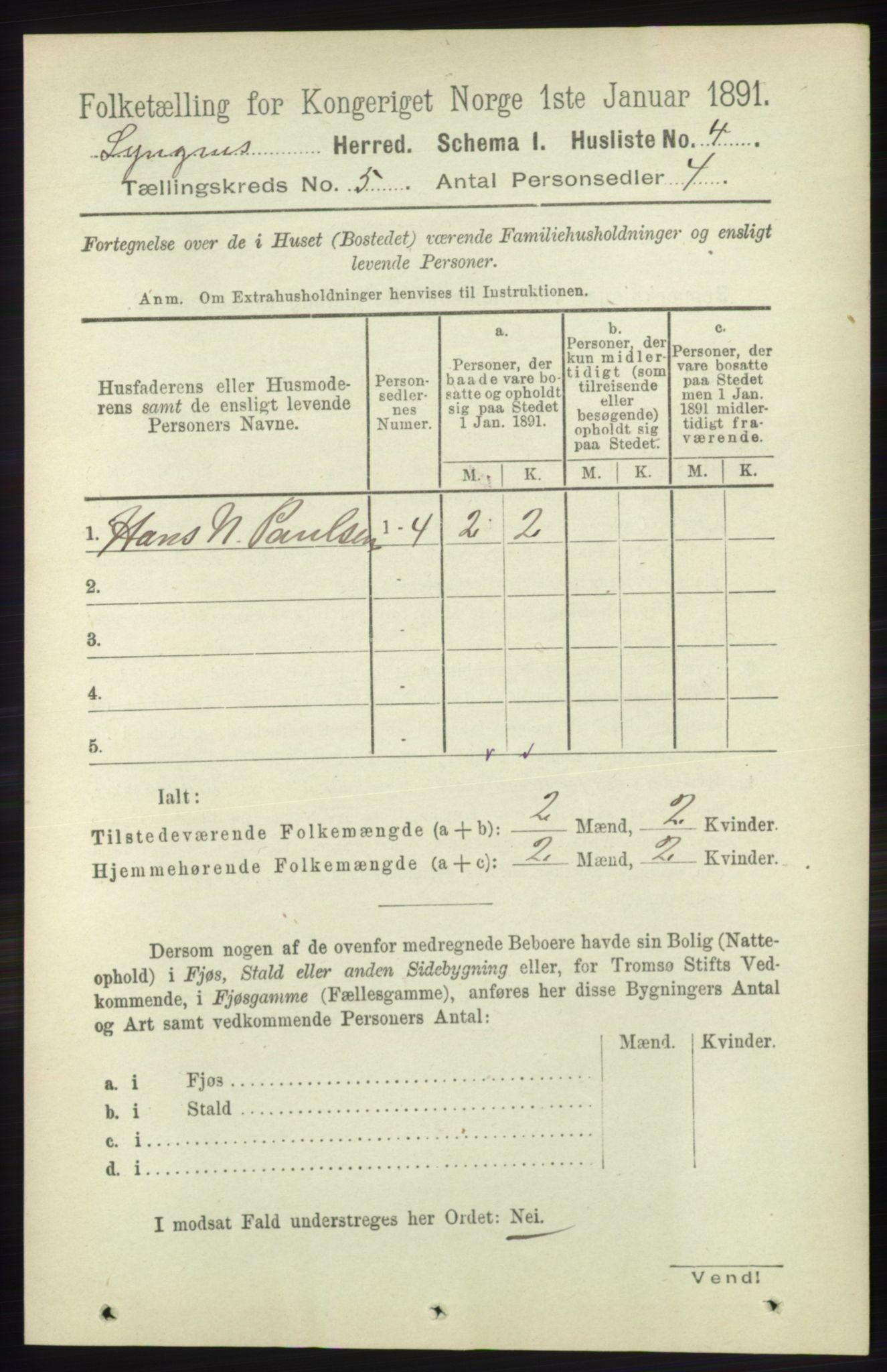 RA, 1891 census for 1938 Lyngen, 1891, p. 4318