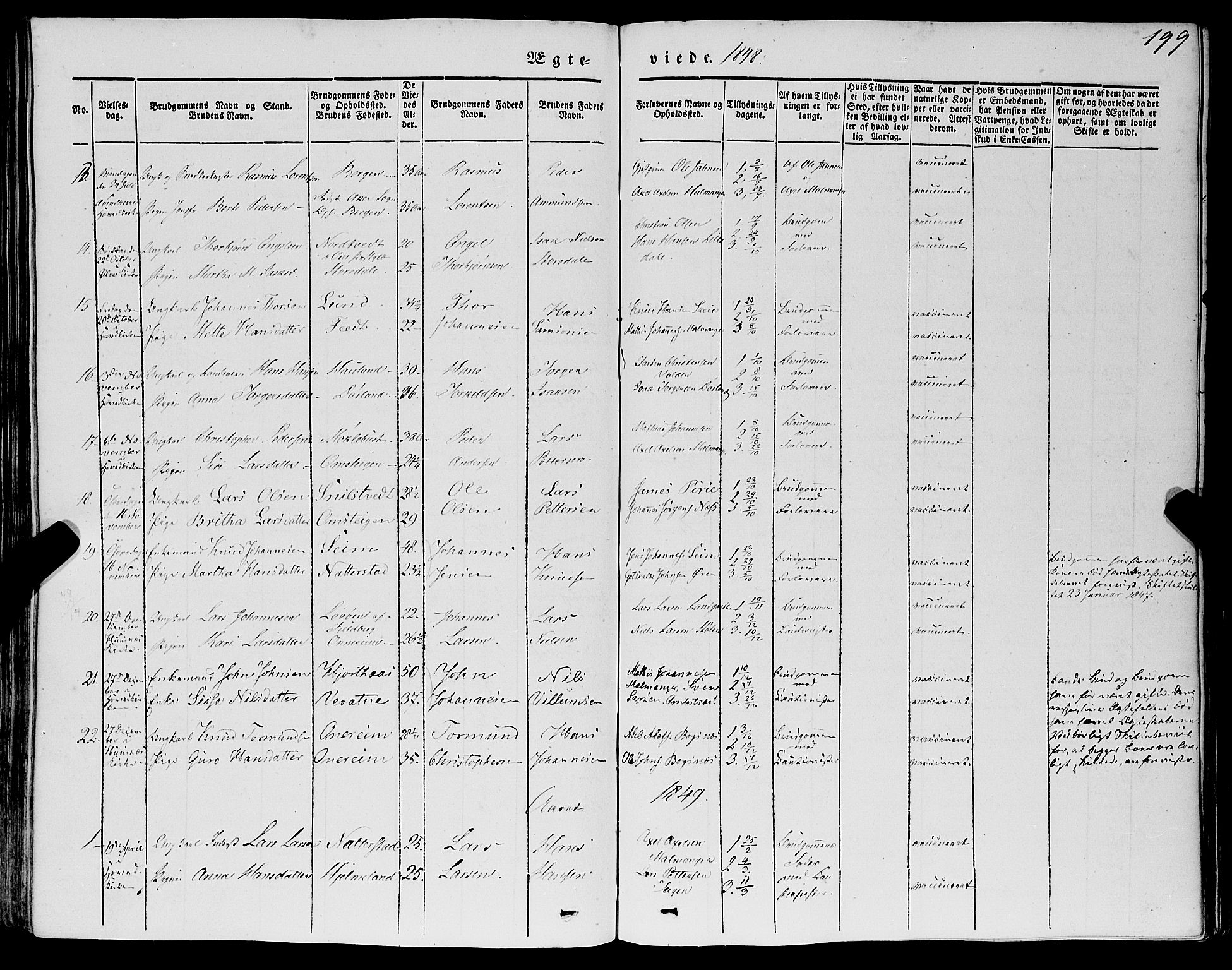 Kvinnherad sokneprestembete, SAB/A-76401/H/Haa: Parish register (official) no. A 7, 1843-1853, p. 199
