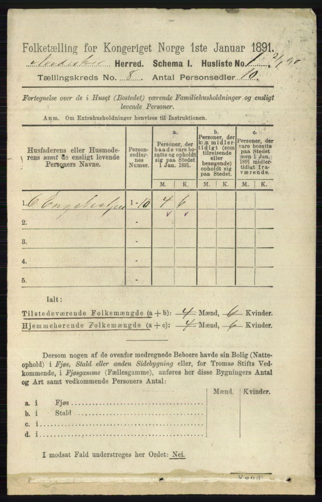 RA, 1891 census for 0613 Norderhov, 1891, p. 5390
