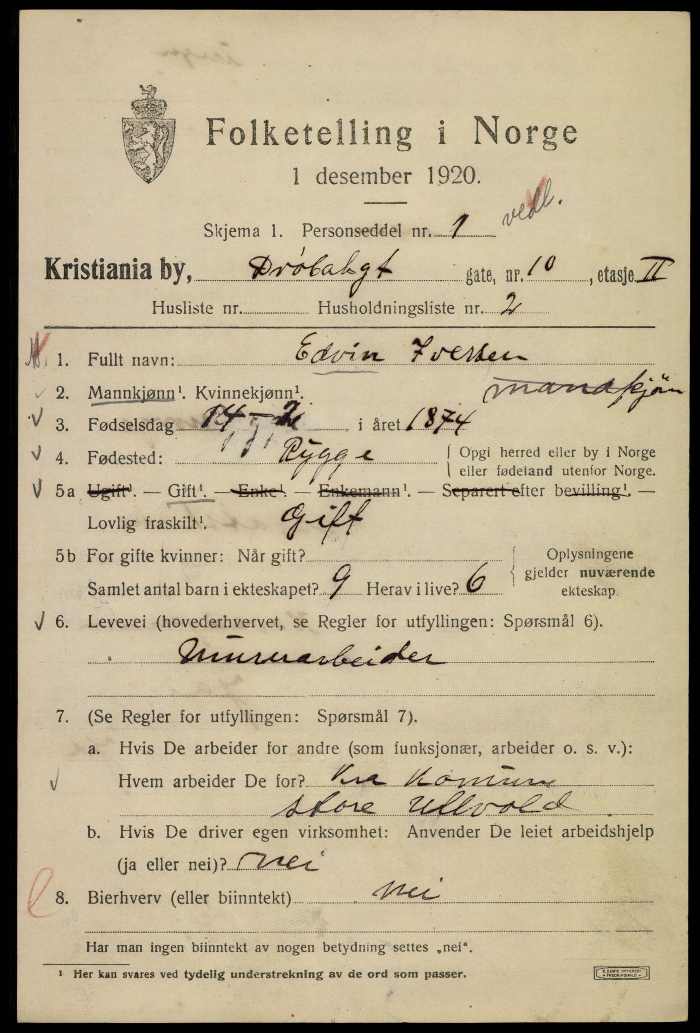 SAO, 1920 census for Kristiania, 1920, p. 203829