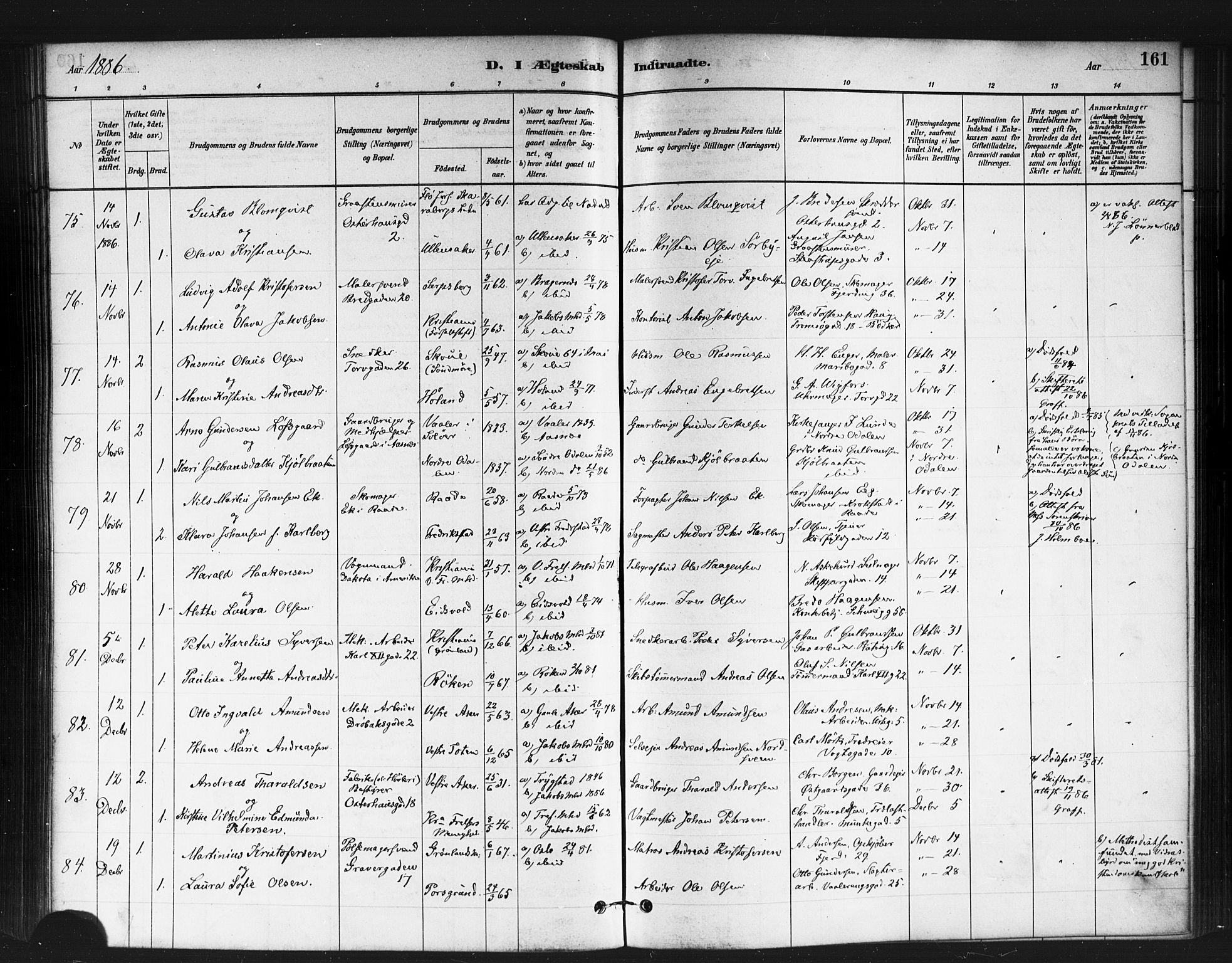 Jakob prestekontor Kirkebøker, SAO/A-10850/F/Fa/L0004: Parish register (official) no. 4, 1880-1894, p. 161