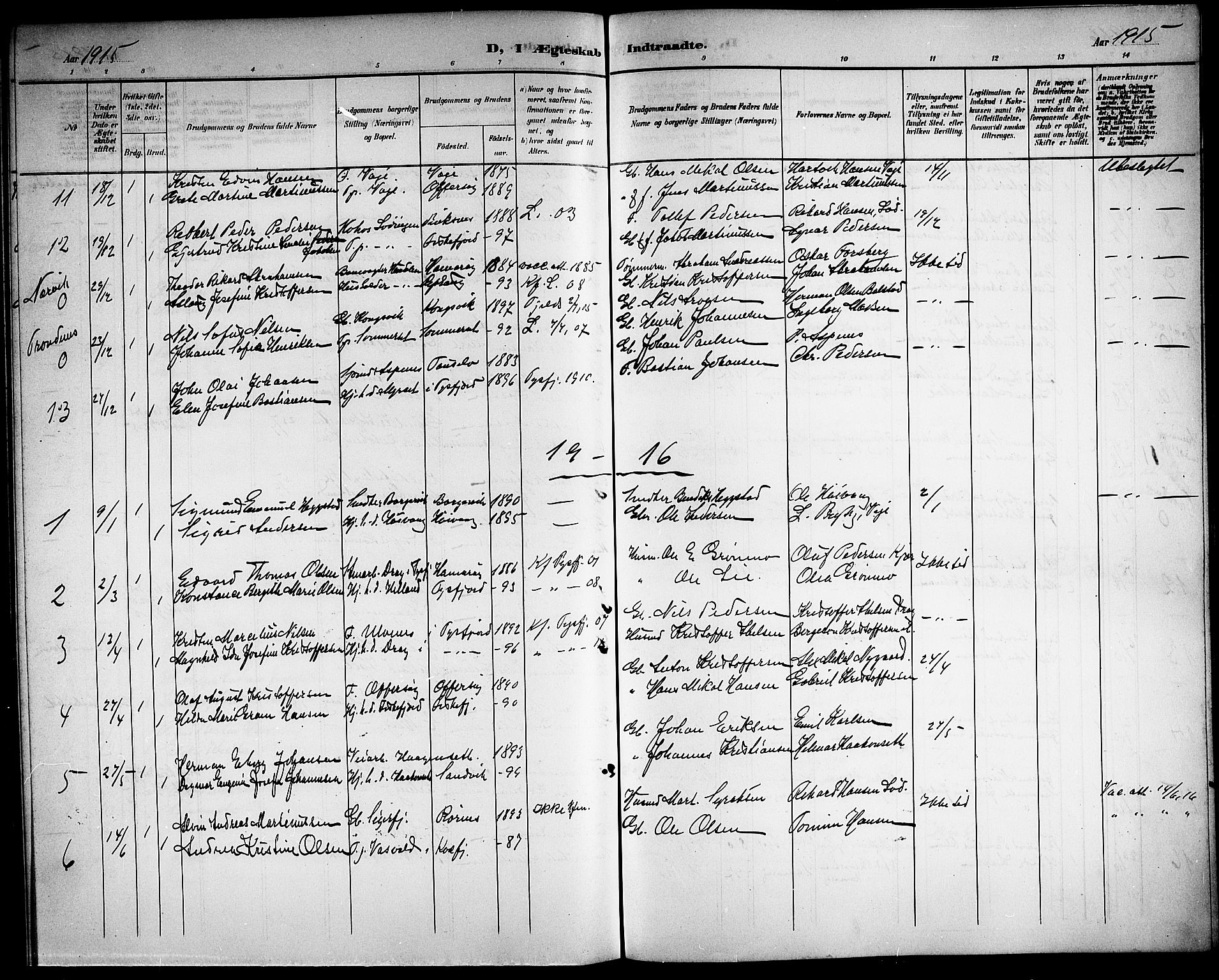 Ministerialprotokoller, klokkerbøker og fødselsregistre - Nordland, AV/SAT-A-1459/872/L1048: Parish register (copy) no. 872C04, 1898-1919