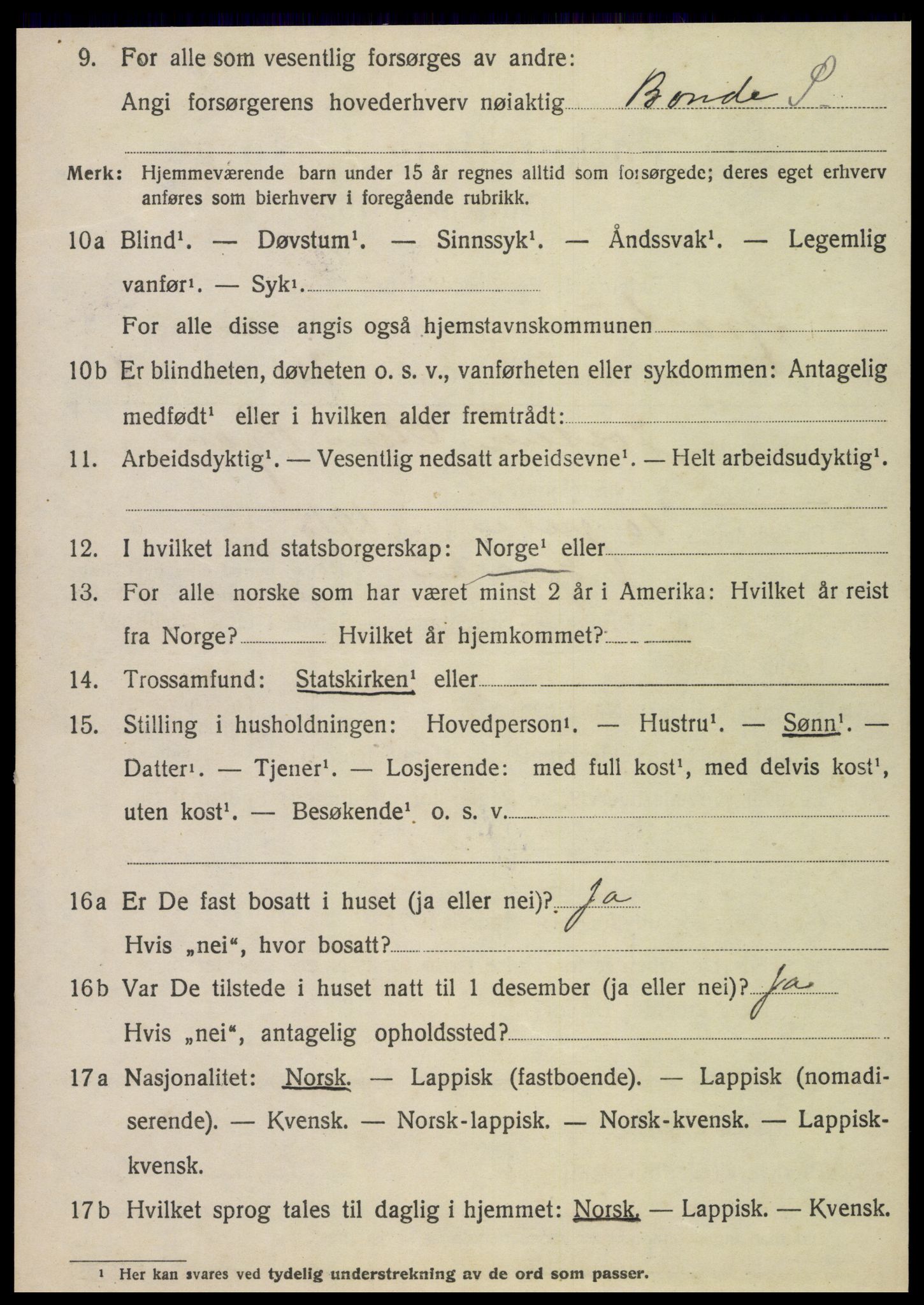 SAT, 1920 census for Sparbu, 1920, p. 6196