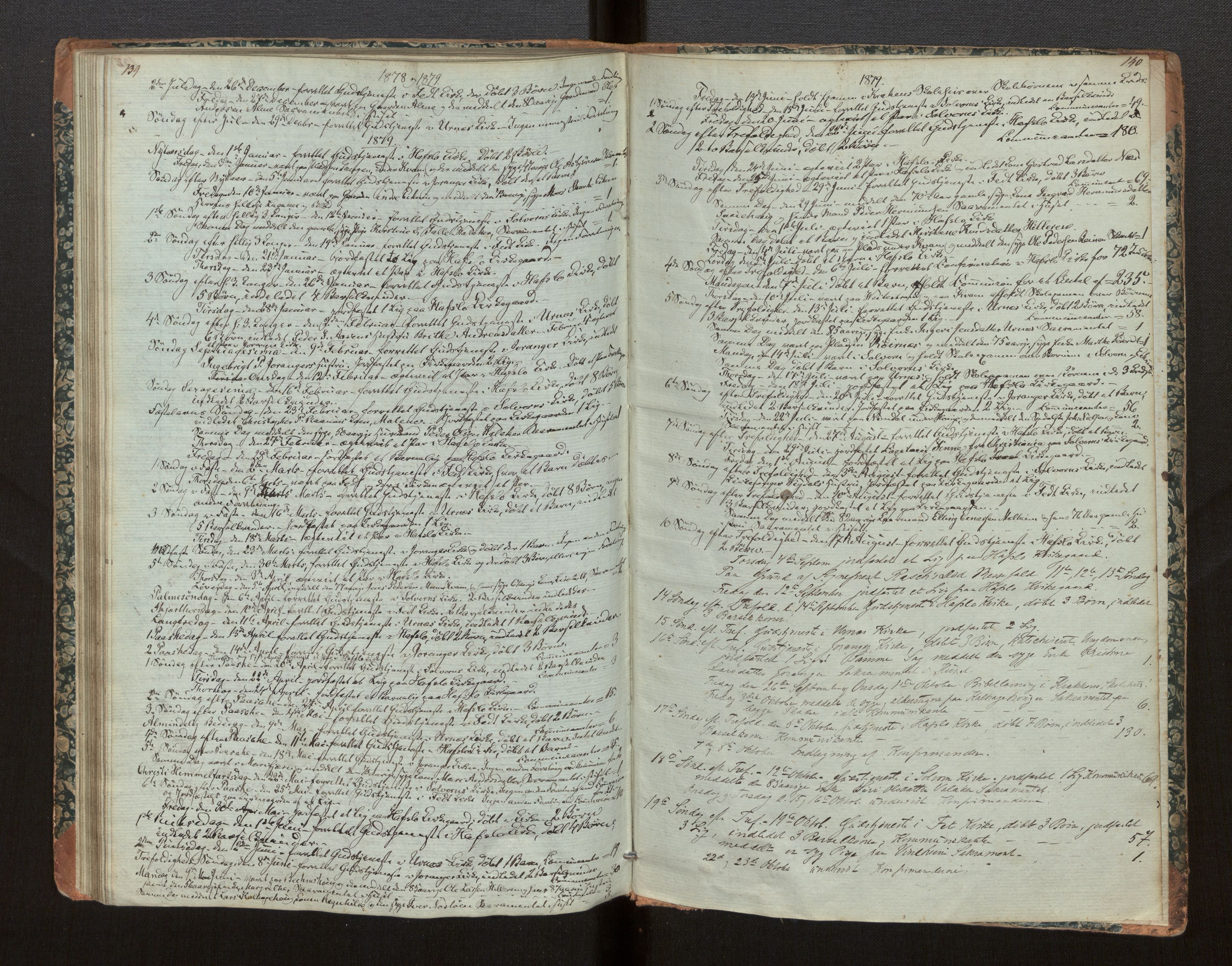 Hafslo sokneprestembete, SAB/A-80301/H/Haa/Haaf/L0002: Diary records no. F 2, 1854-1879, p. 139-140