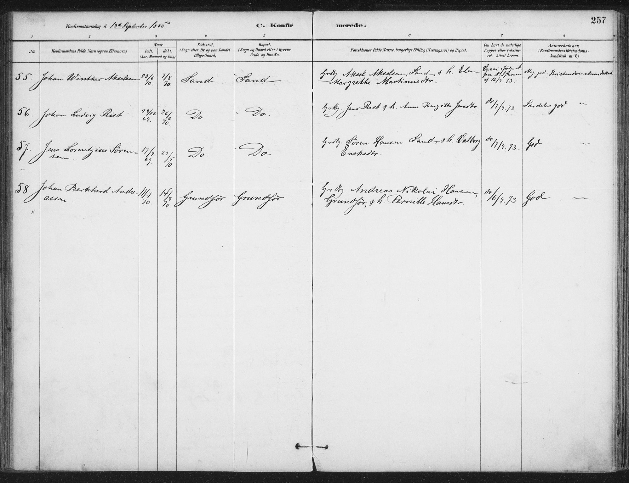Ministerialprotokoller, klokkerbøker og fødselsregistre - Nordland, SAT/A-1459/888/L1244: Parish register (official) no. 888A10, 1880-1890, p. 257