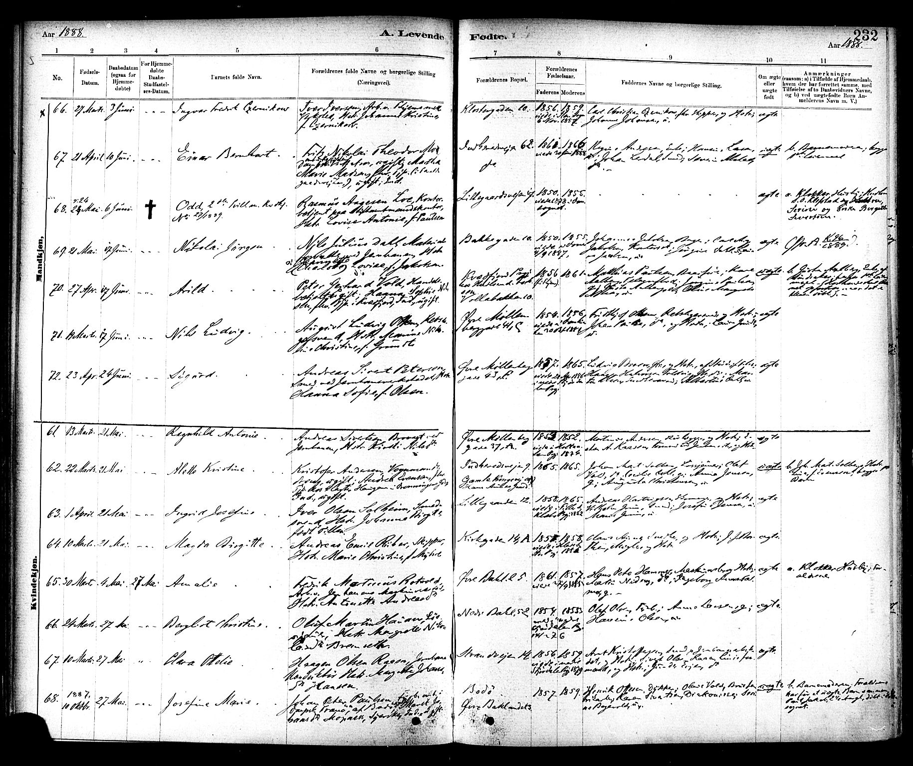 Ministerialprotokoller, klokkerbøker og fødselsregistre - Sør-Trøndelag, SAT/A-1456/604/L0188: Parish register (official) no. 604A09, 1878-1892, p. 232