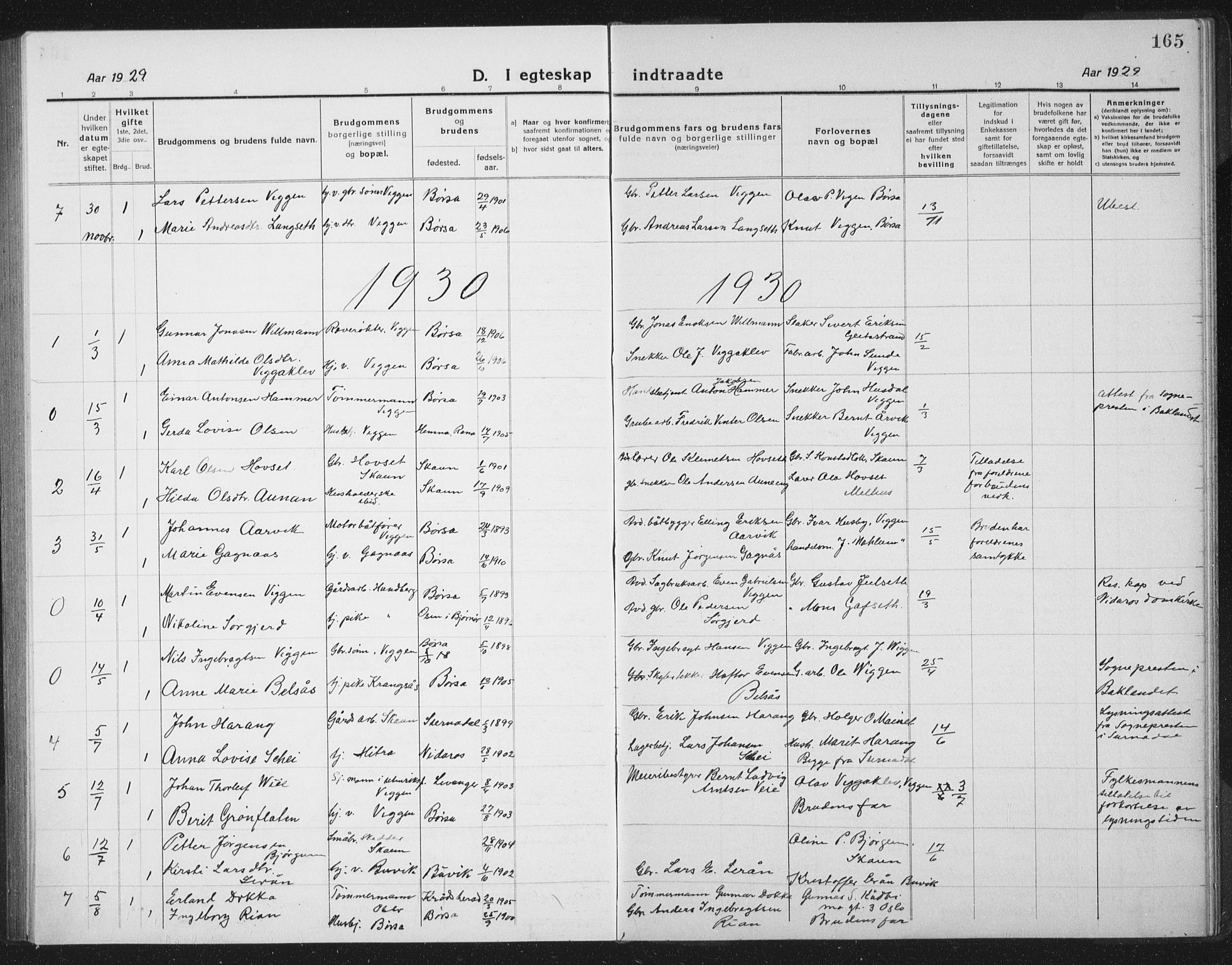Ministerialprotokoller, klokkerbøker og fødselsregistre - Sør-Trøndelag, SAT/A-1456/665/L0778: Parish register (copy) no. 665C03, 1916-1938, p. 165