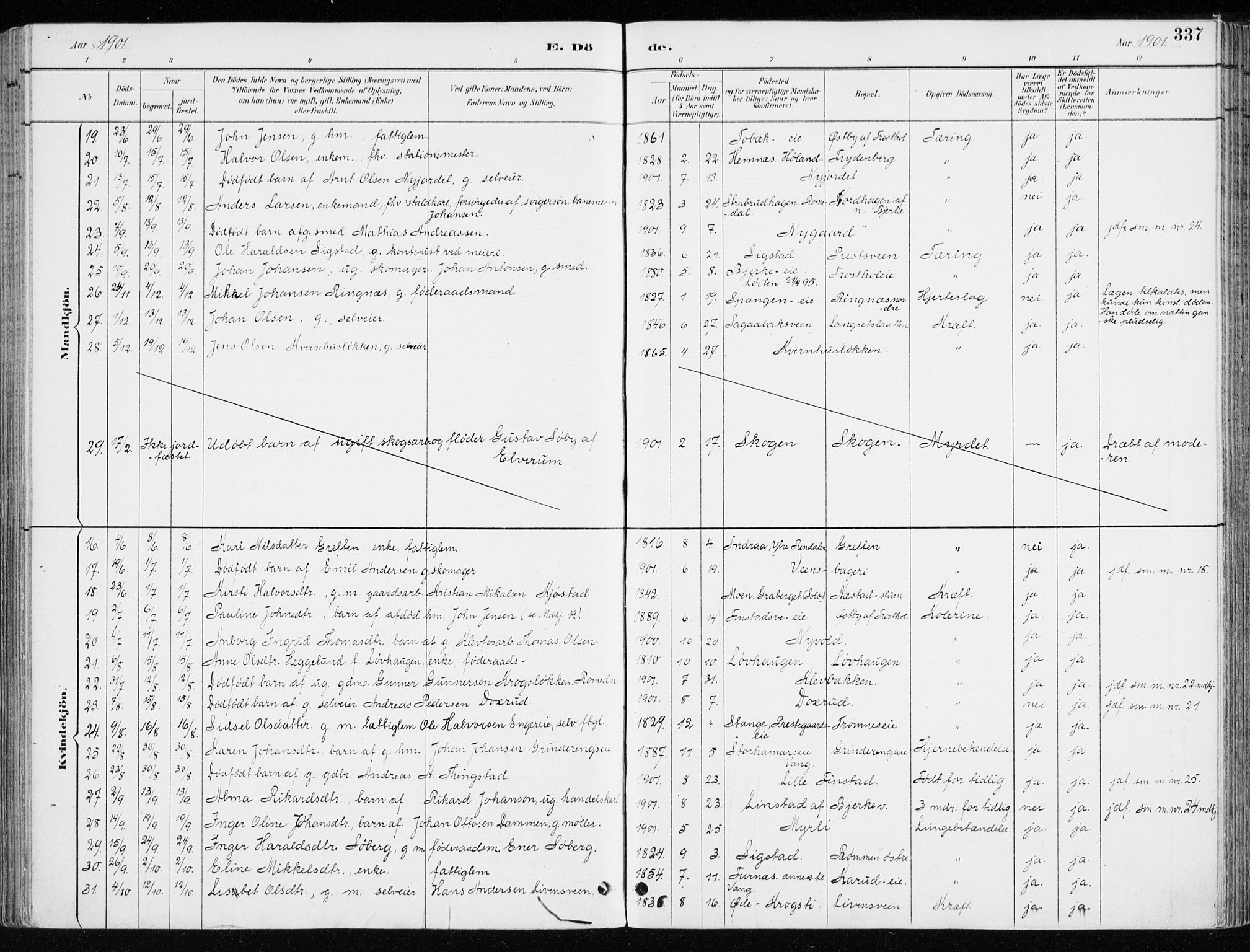 Løten prestekontor, AV/SAH-PREST-022/K/Ka/L0010: Parish register (official) no. 10, 1892-1907, p. 337