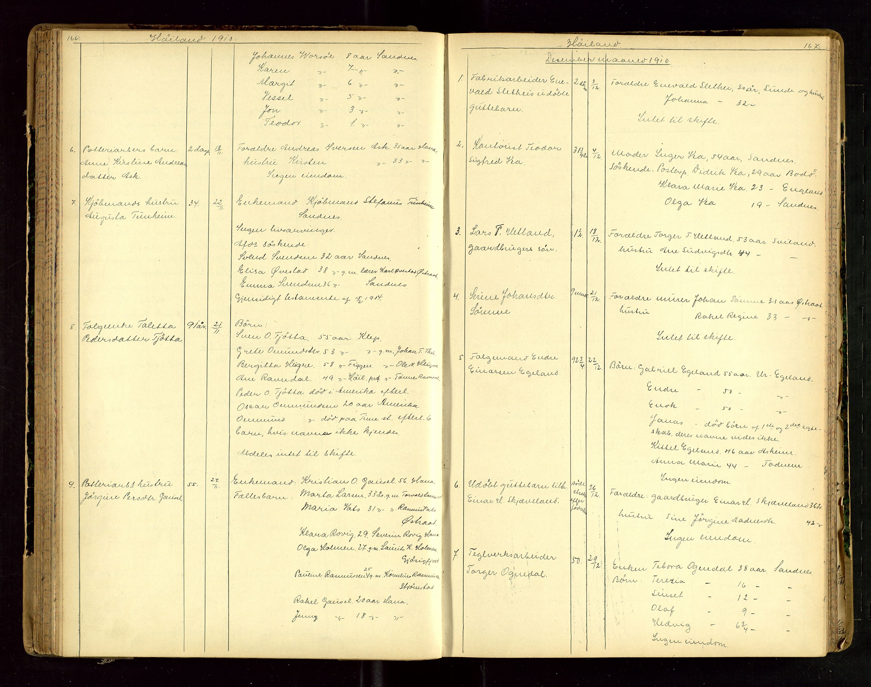 Jæren sorenskriveri, AV/SAST-A-100310/01/5/52/52B/L0003: DØDSFALLPROTOKOLL, 1910-1916, p. 166-167