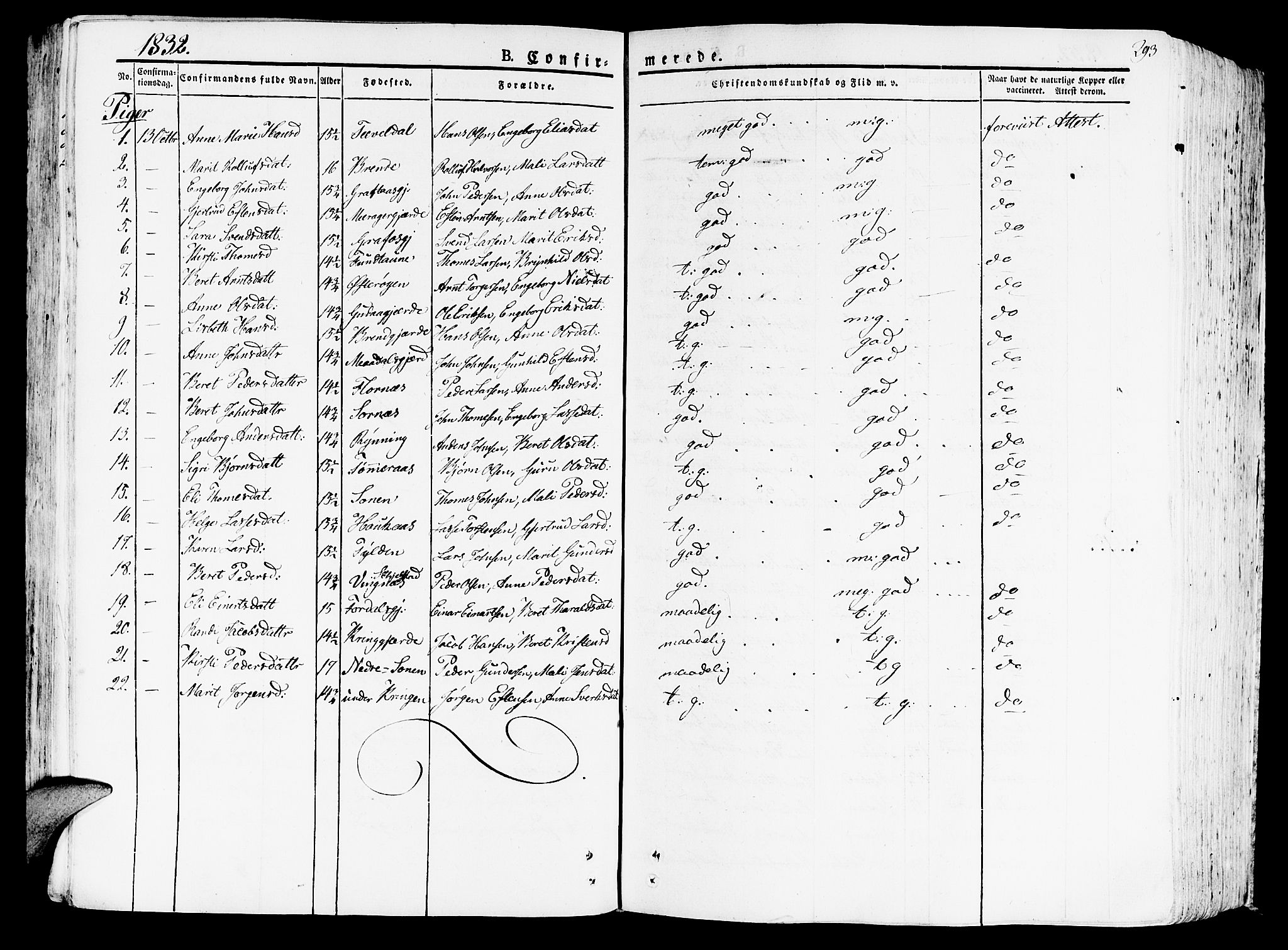 Ministerialprotokoller, klokkerbøker og fødselsregistre - Nord-Trøndelag, AV/SAT-A-1458/709/L0070: Parish register (official) no. 709A10, 1820-1832, p. 293