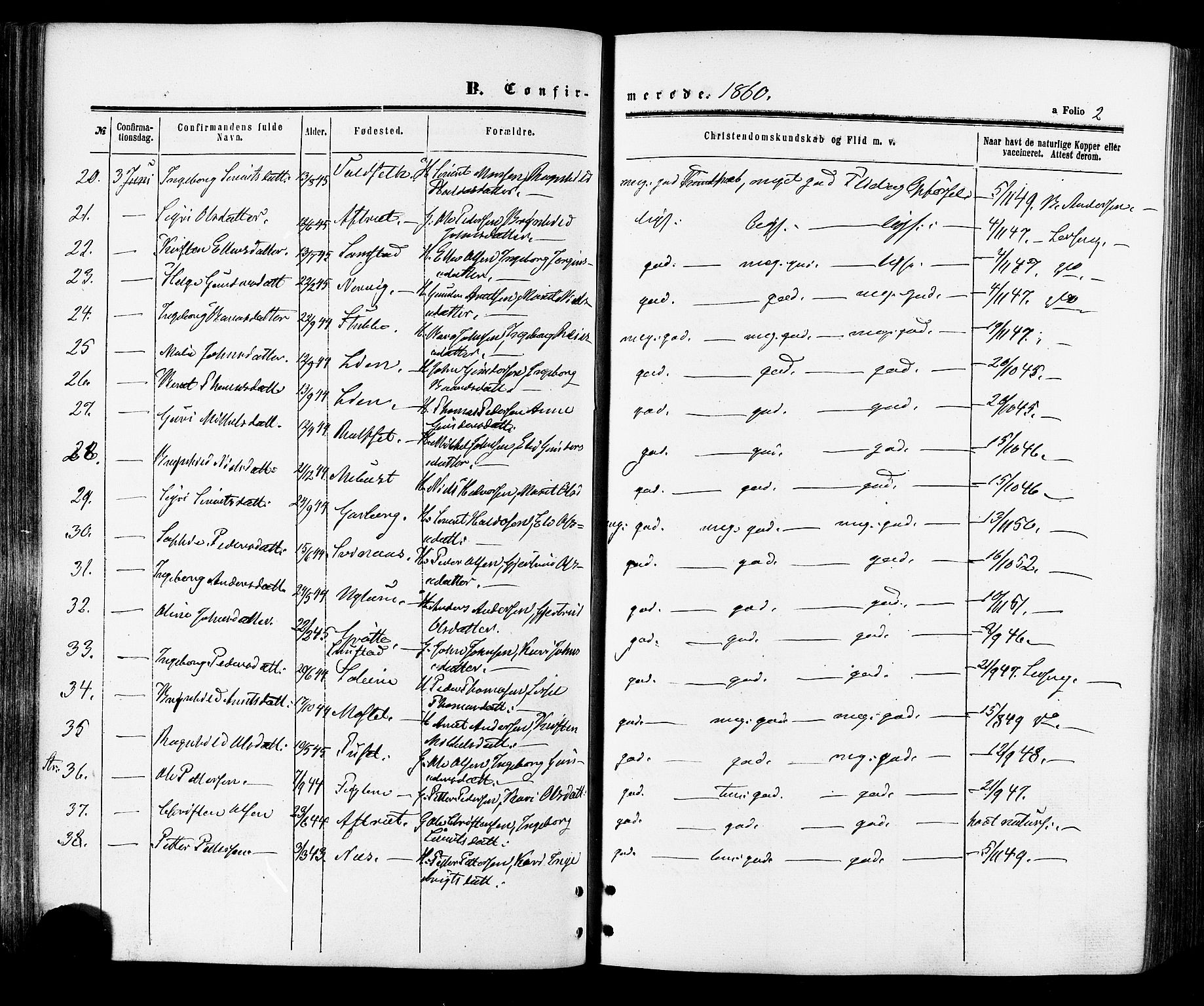 Ministerialprotokoller, klokkerbøker og fødselsregistre - Sør-Trøndelag, AV/SAT-A-1456/695/L1147: Parish register (official) no. 695A07, 1860-1877, p. 2