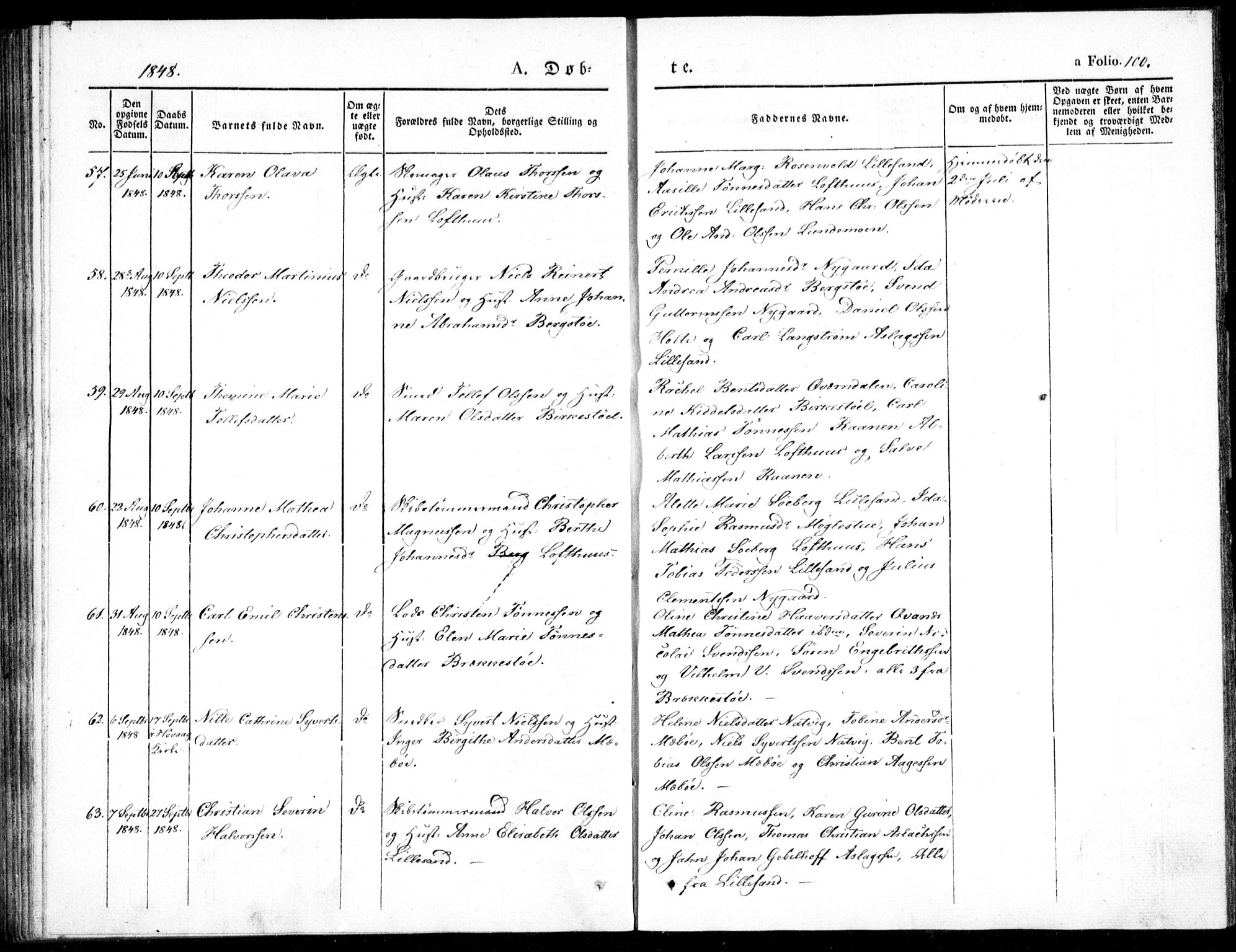 Vestre Moland sokneprestkontor, AV/SAK-1111-0046/F/Fb/Fbb/L0002: Parish register (copy) no. B 2, 1836-1851, p. 100