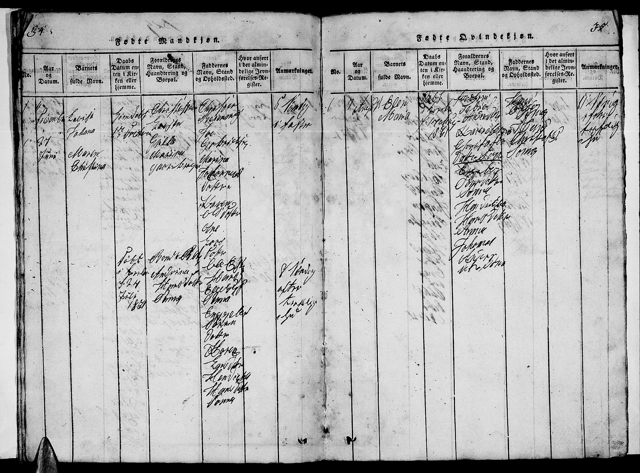 Ministerialprotokoller, klokkerbøker og fødselsregistre - Nordland, AV/SAT-A-1459/840/L0581: Parish register (copy) no. 840C01, 1820-1873, p. 34-35