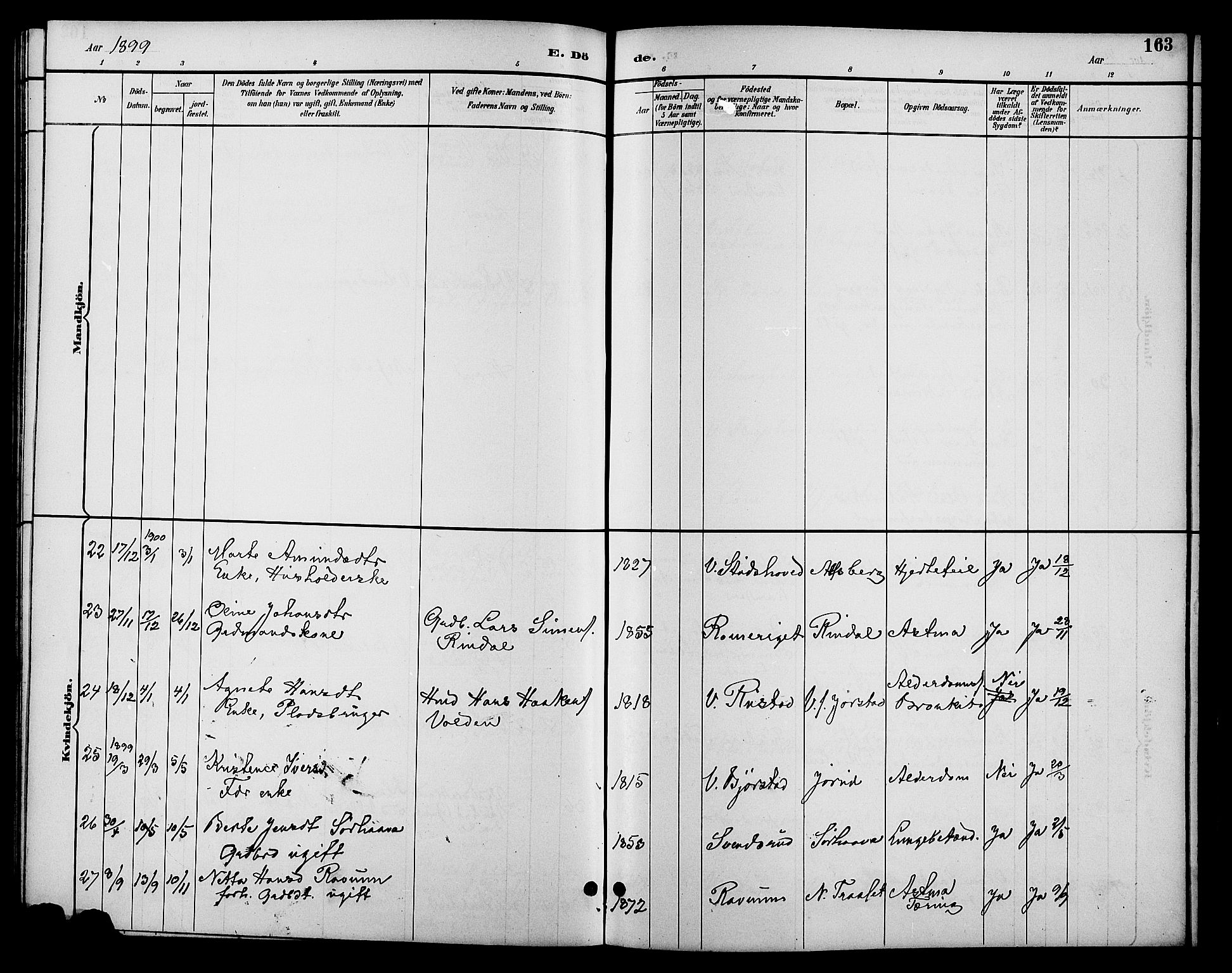 Fåberg prestekontor, SAH/PREST-086/H/Ha/Hab/L0010: Parish register (copy) no. 10, 1892-1900, p. 163