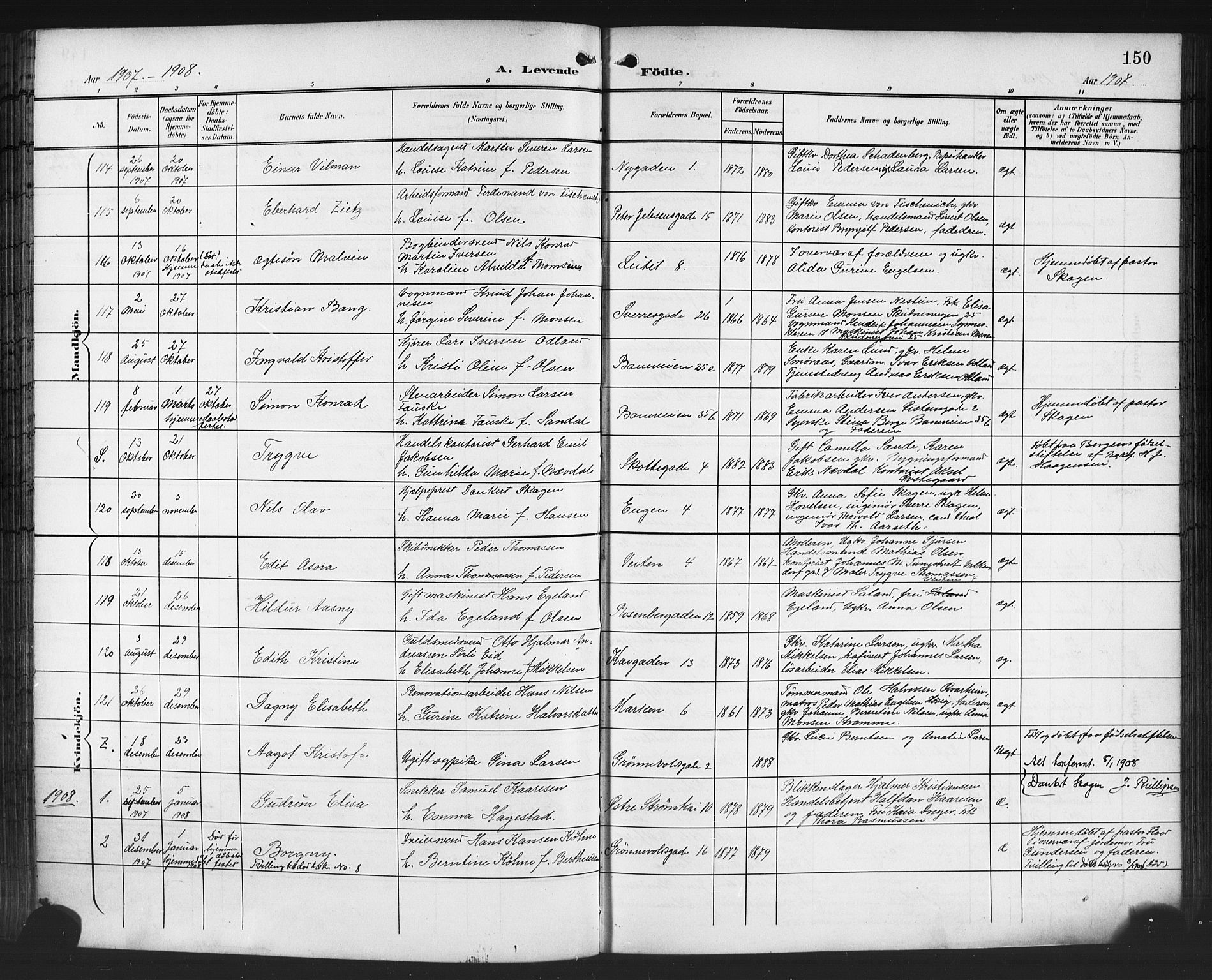 Domkirken sokneprestembete, SAB/A-74801/H/Hab/L0017: Parish register (copy) no. B 10, 1900-1915, p. 150