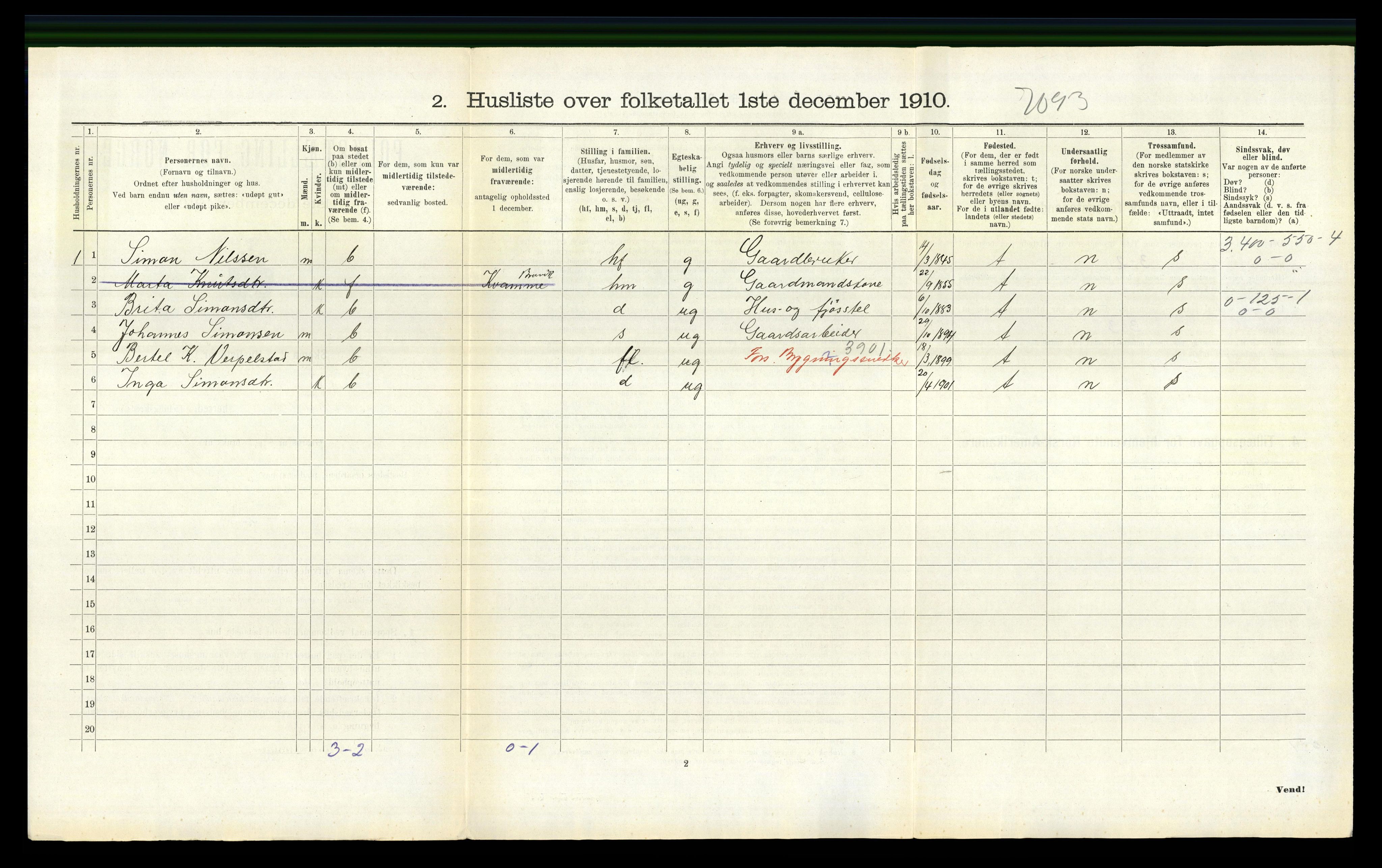 RA, 1910 census for Bruvik, 1910, p. 797