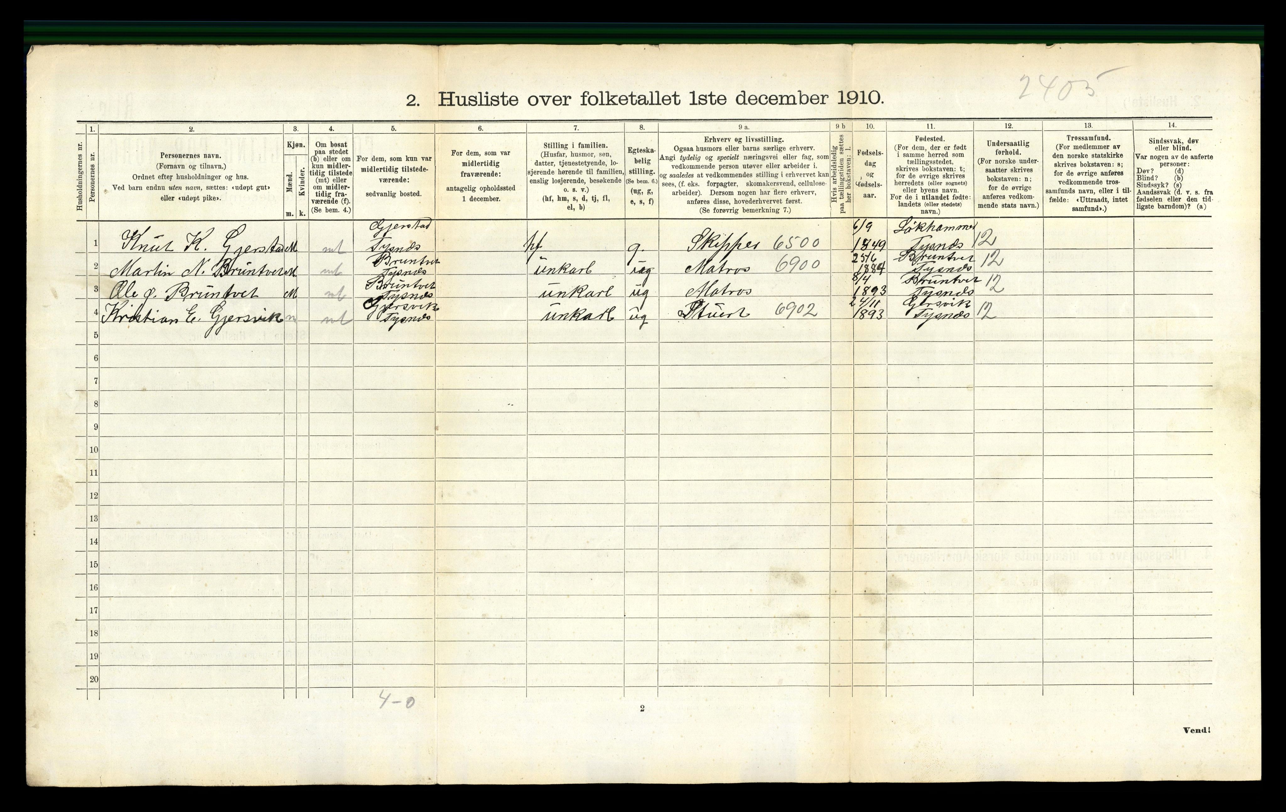 RA, 1910 census for Gildeskål, 1910, p. 576