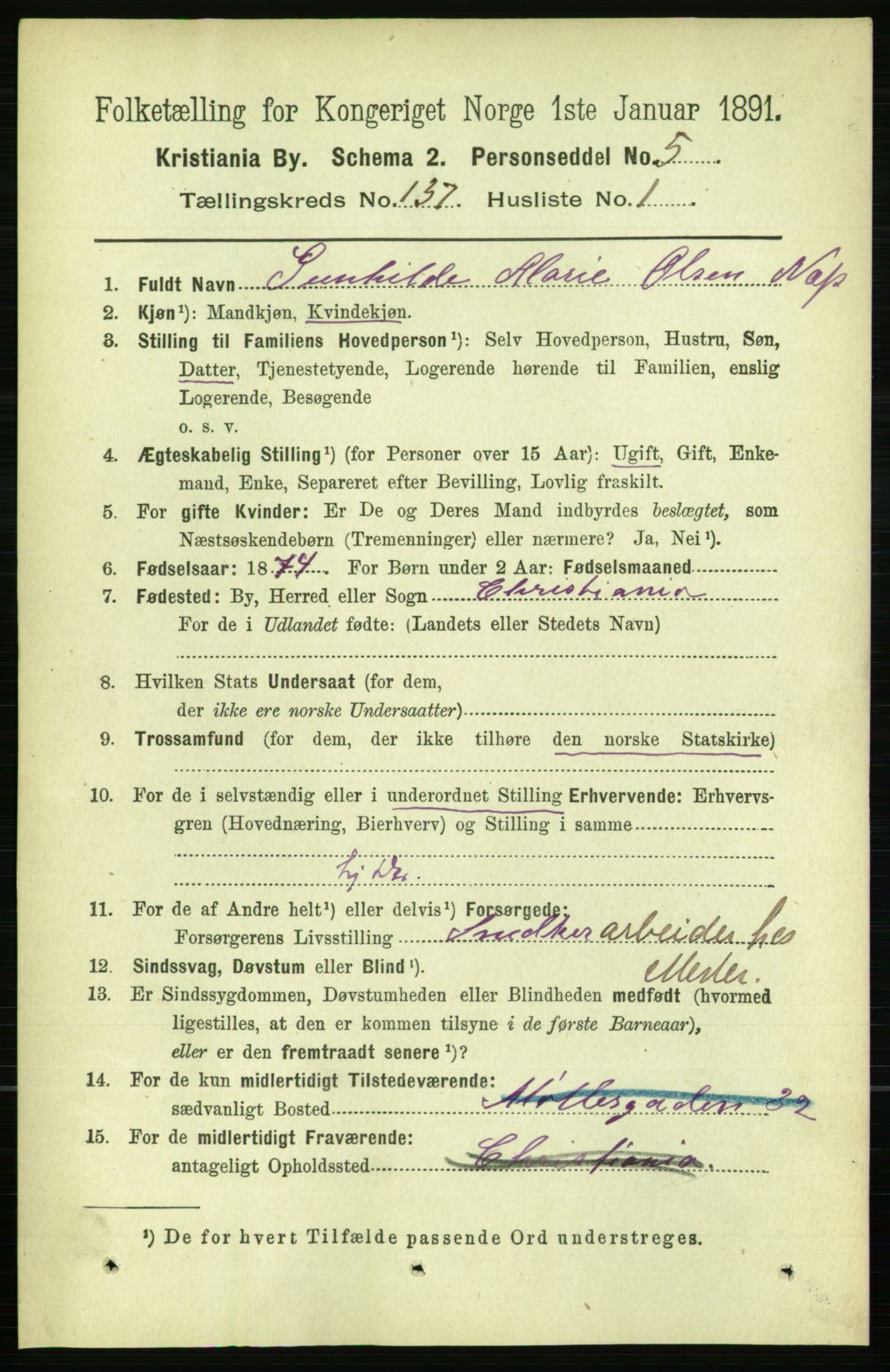 RA, 1891 census for 0301 Kristiania, 1891, p. 76213