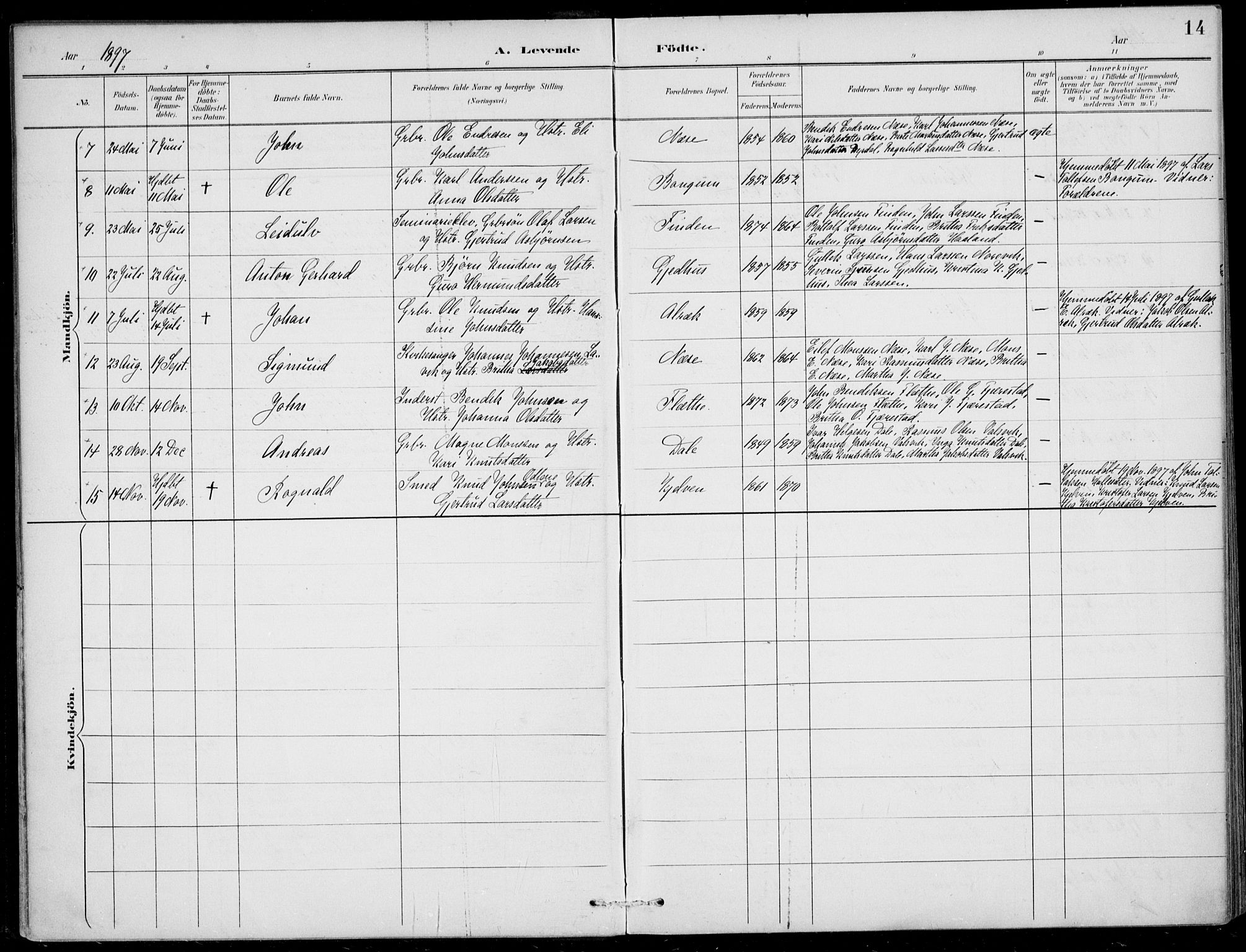 Vik sokneprestembete, AV/SAB-A-81501/H/Haa/Haac/L0002: Parish register (official) no. C  2, 1891-1910, p. 14