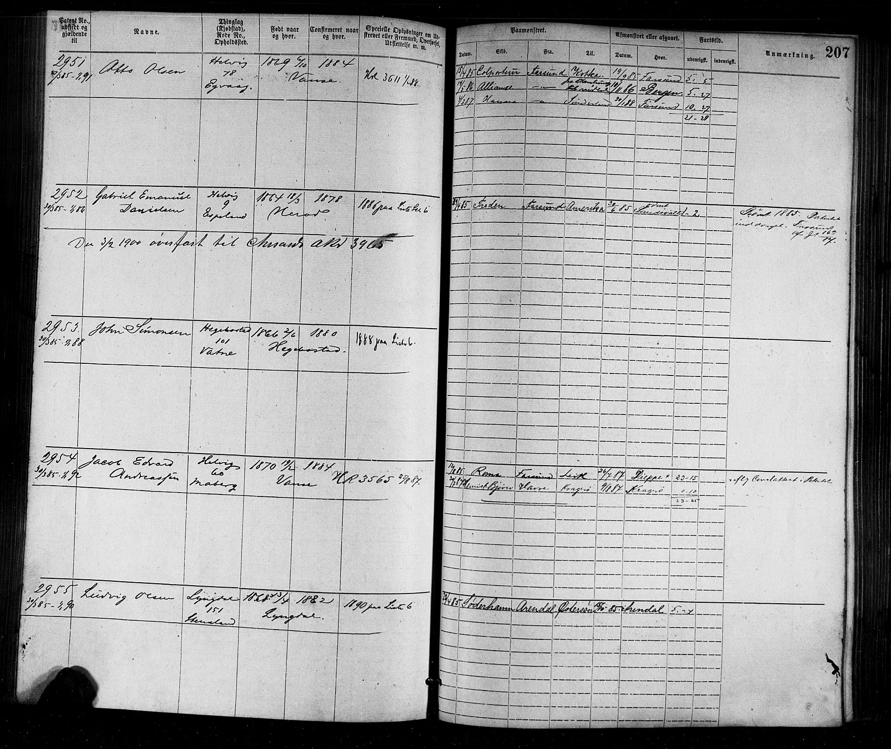Farsund mønstringskrets, SAK/2031-0017/F/Fa/L0002: Annotasjonsrulle nr 1921-3815 med register, M-2, 1877-1894, p. 237