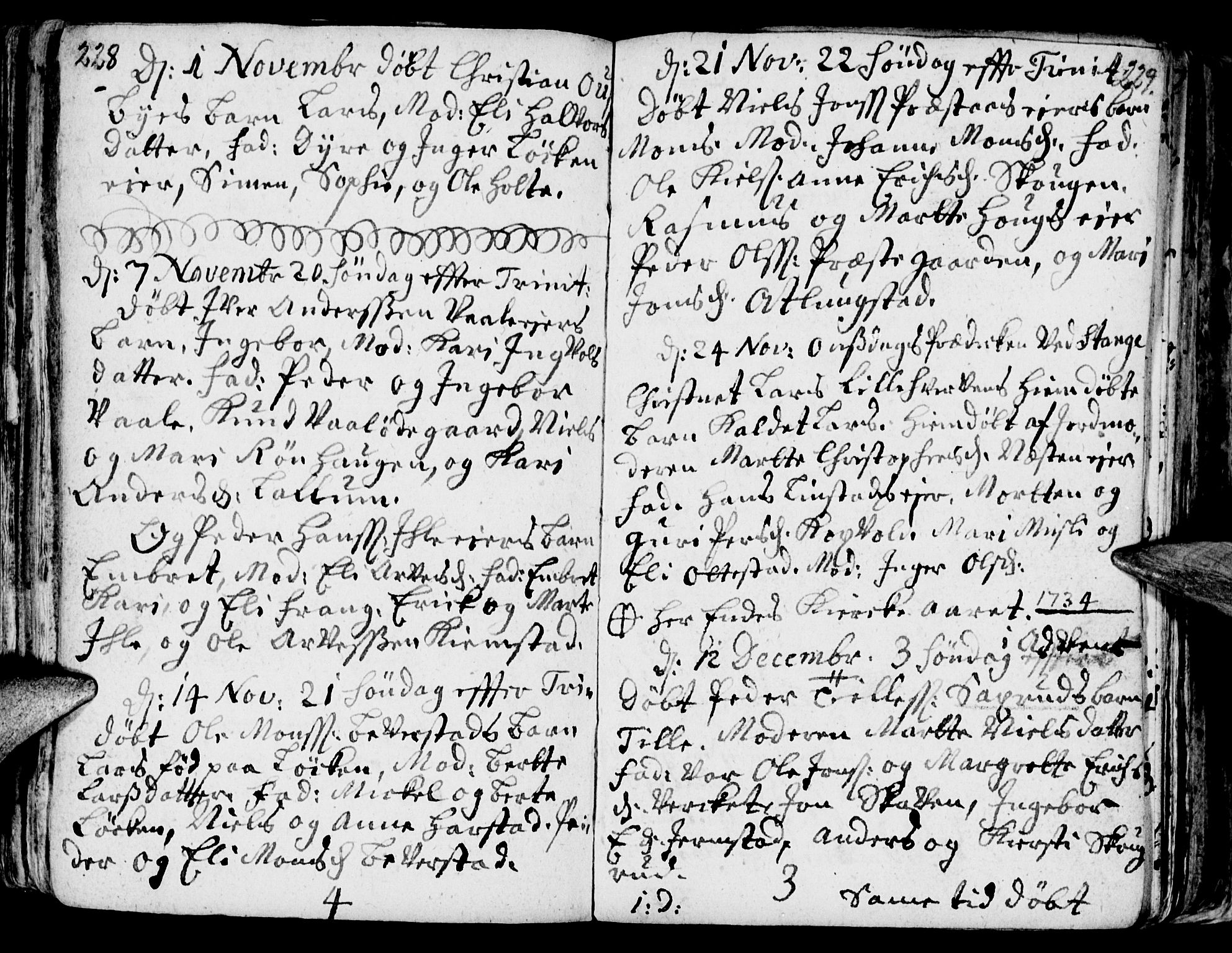Stange prestekontor, AV/SAH-PREST-002/K/L0002: Parish register (official) no. 2, 1724-1740, p. 228-229
