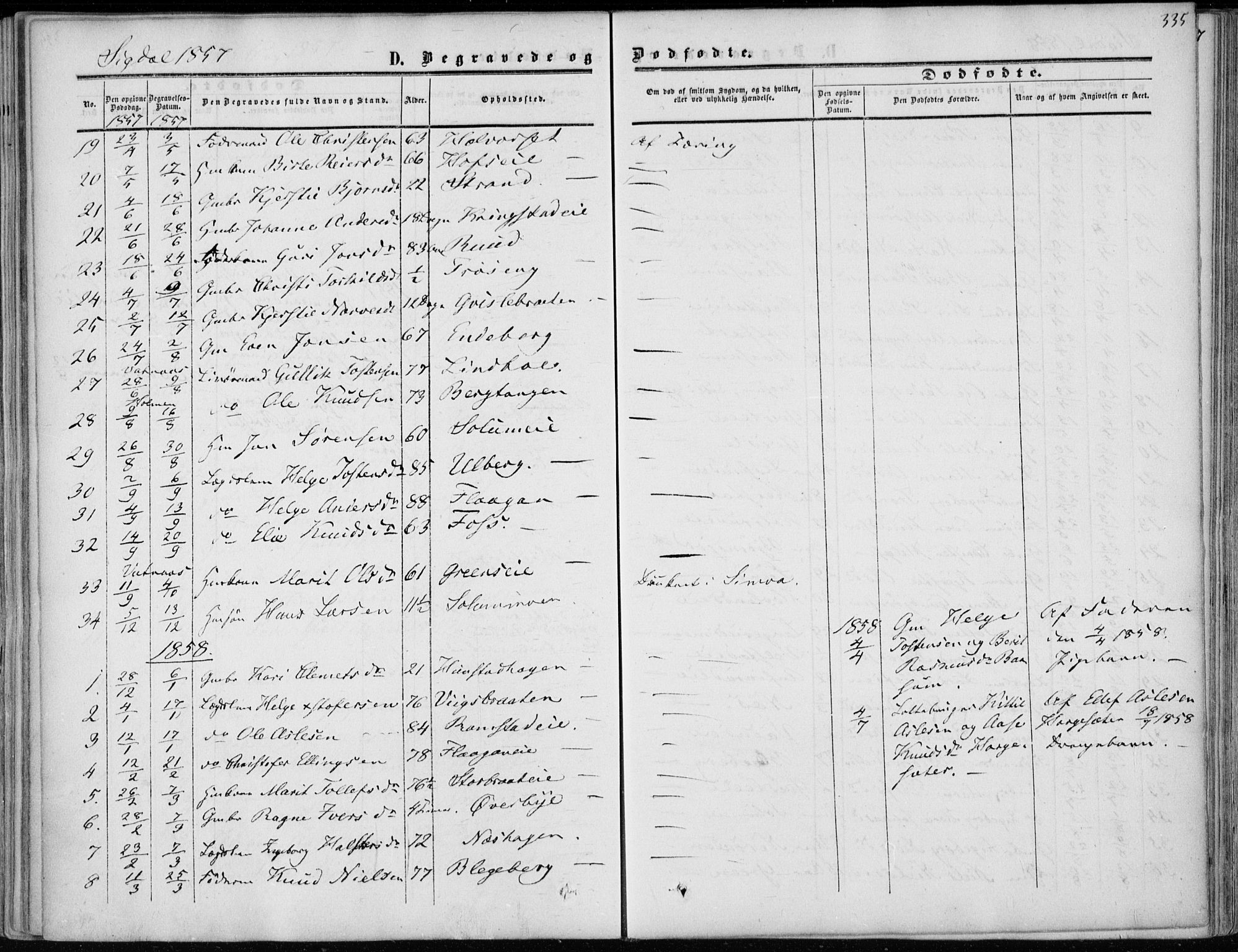 Sigdal kirkebøker, SAKO/A-245/F/Fa/L0008: Parish register (official) no. I 8, 1850-1859, p. 335