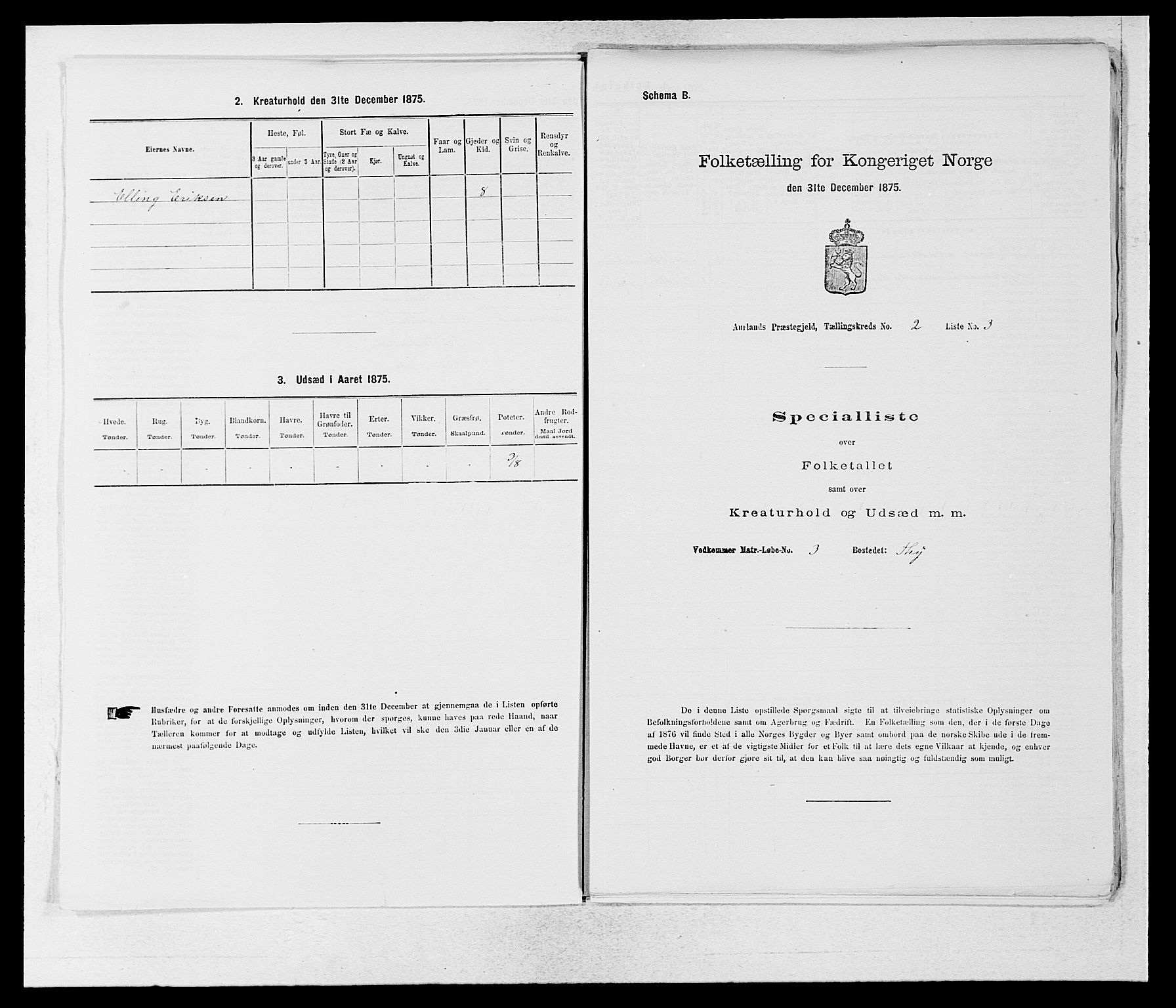 SAB, 1875 census for 1421P Aurland, 1875, p. 121