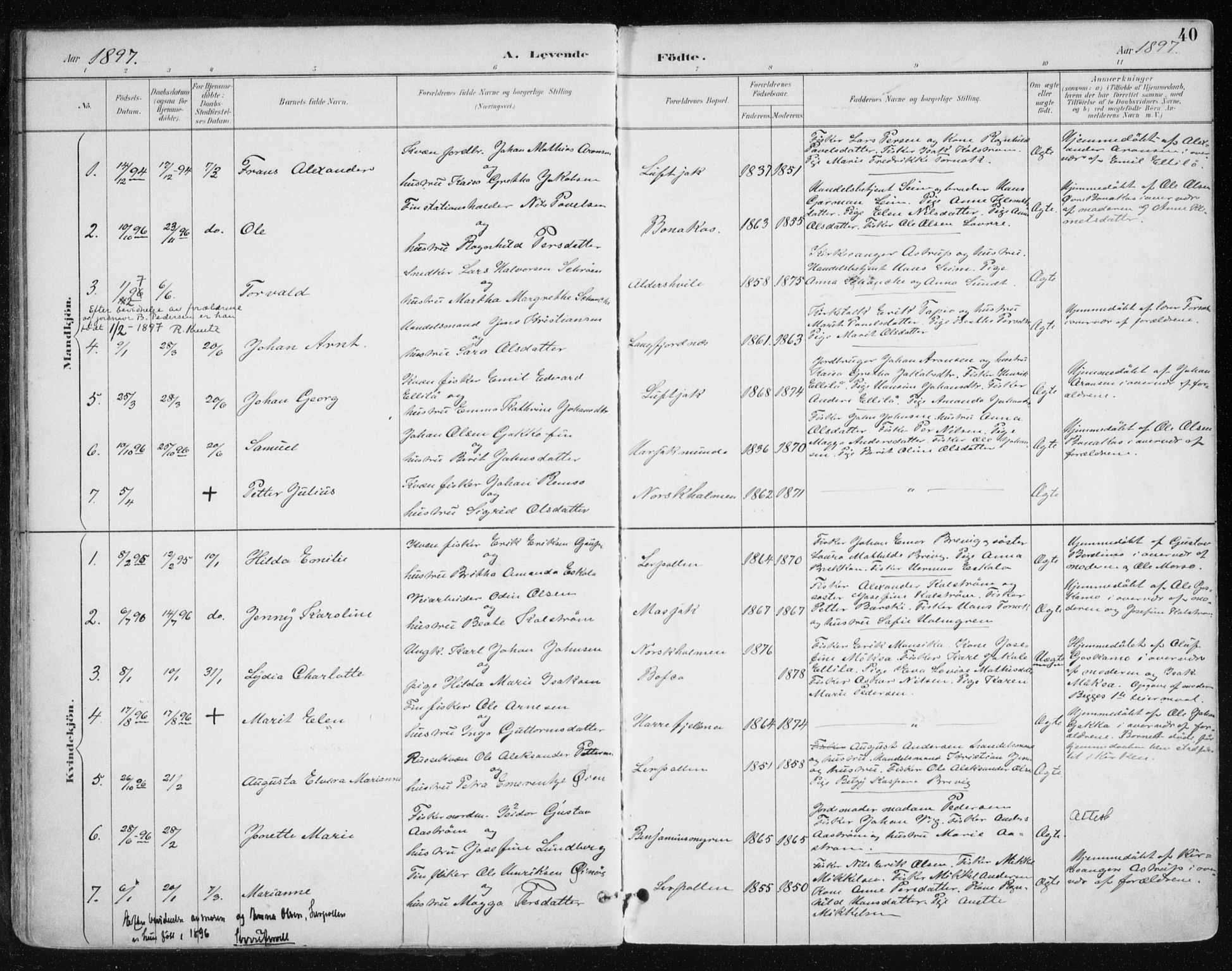 Tana sokneprestkontor, AV/SATØ-S-1334/H/Ha/L0005kirke: Parish register (official) no. 5, 1891-1903, p. 40