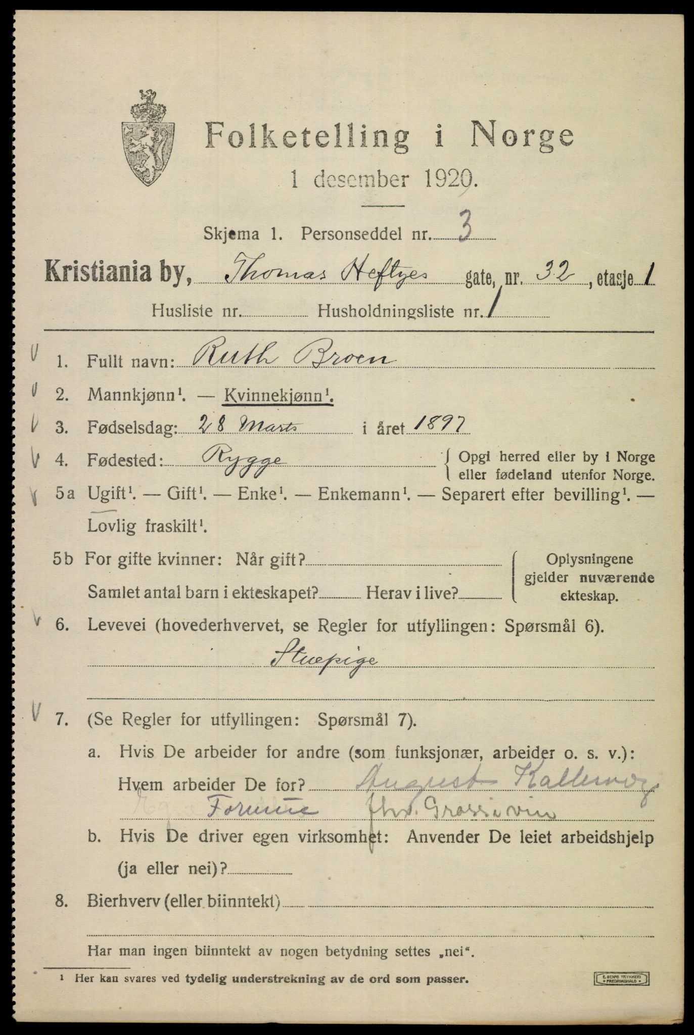 SAO, 1920 census for Kristiania, 1920, p. 570931