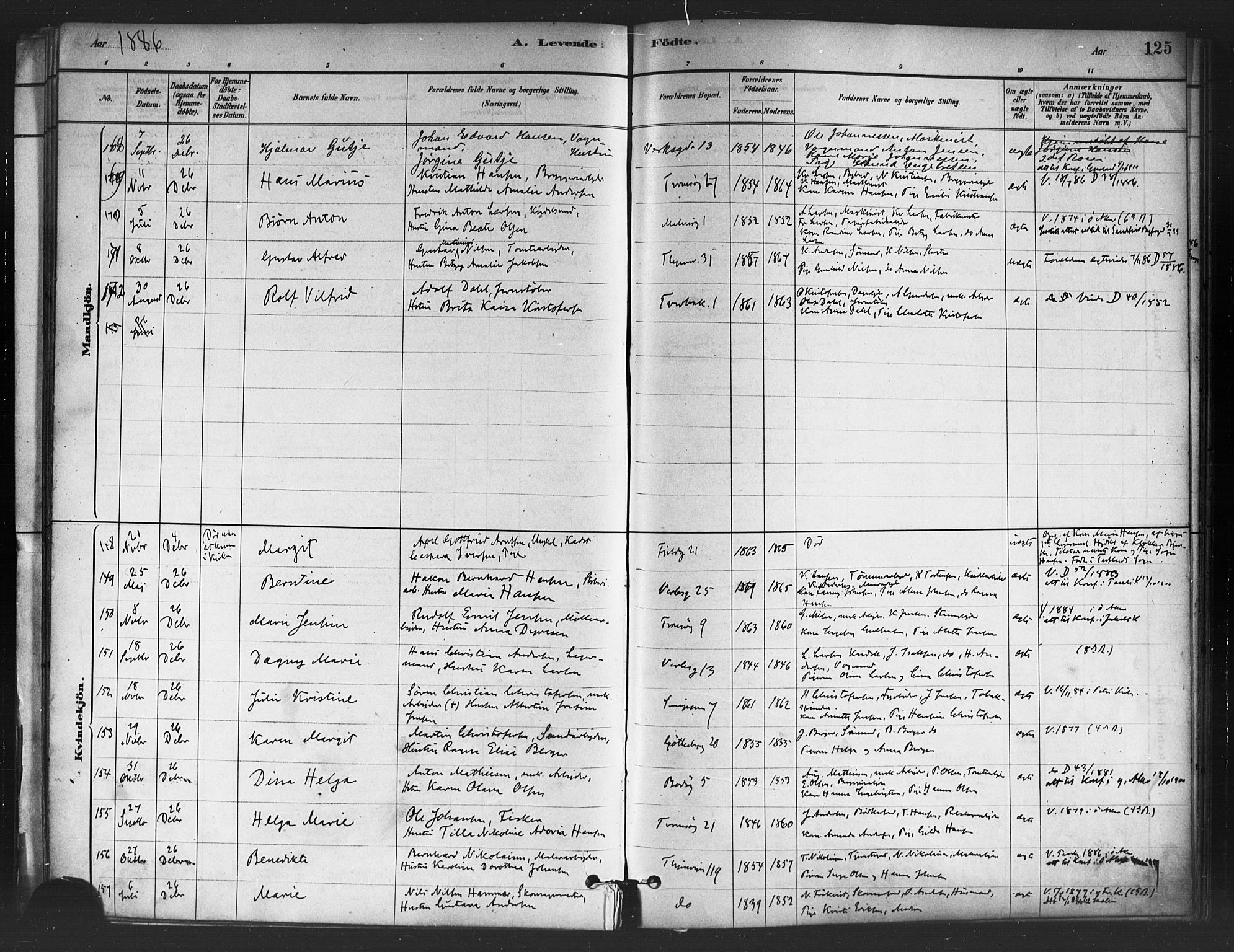 Petrus prestekontor Kirkebøker, AV/SAO-A-10872/F/Fa/L0001: Parish register (official) no. I 1, 1880-1887, p. 125