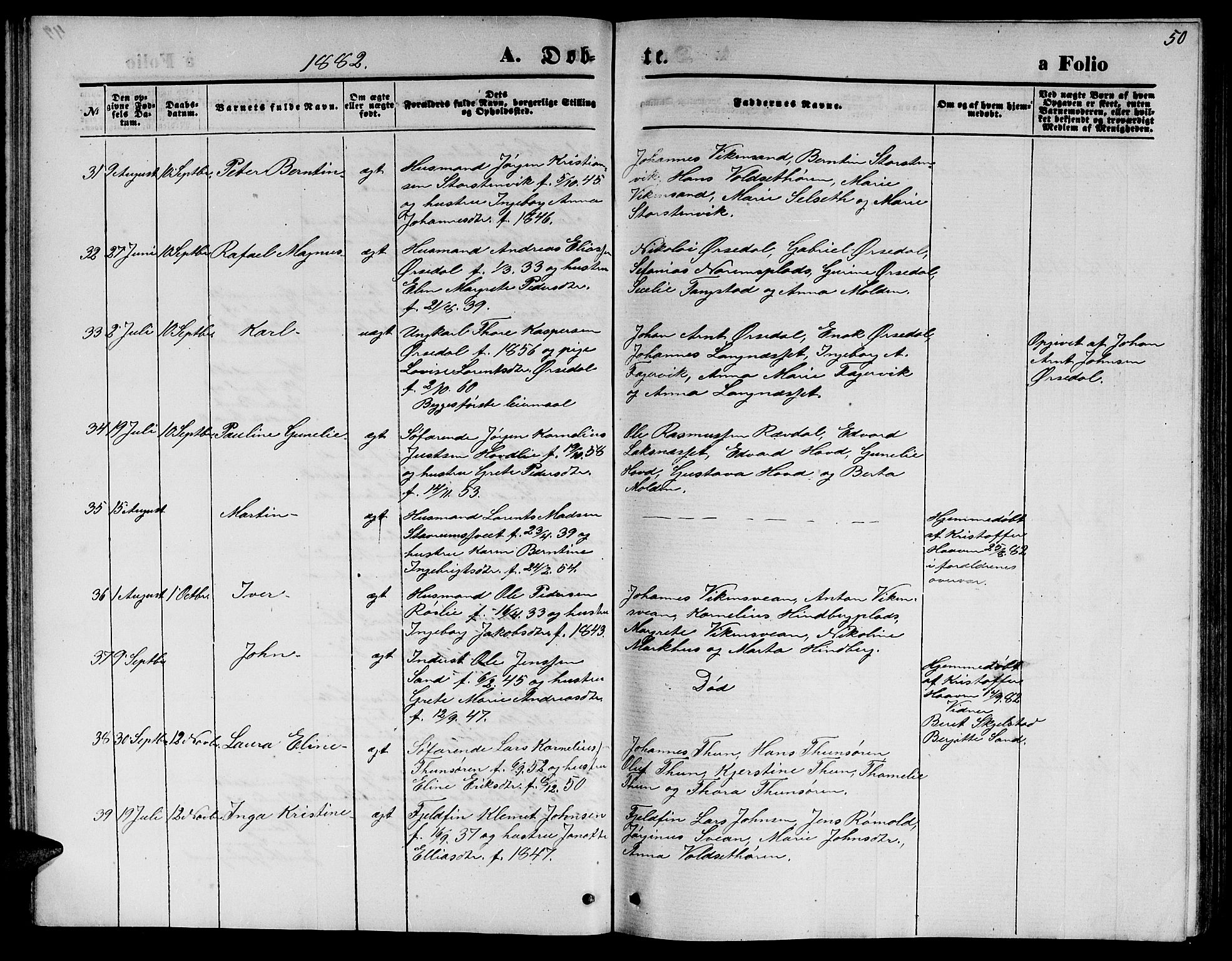 Ministerialprotokoller, klokkerbøker og fødselsregistre - Nord-Trøndelag, AV/SAT-A-1458/744/L0422: Parish register (copy) no. 744C01, 1871-1885, p. 50