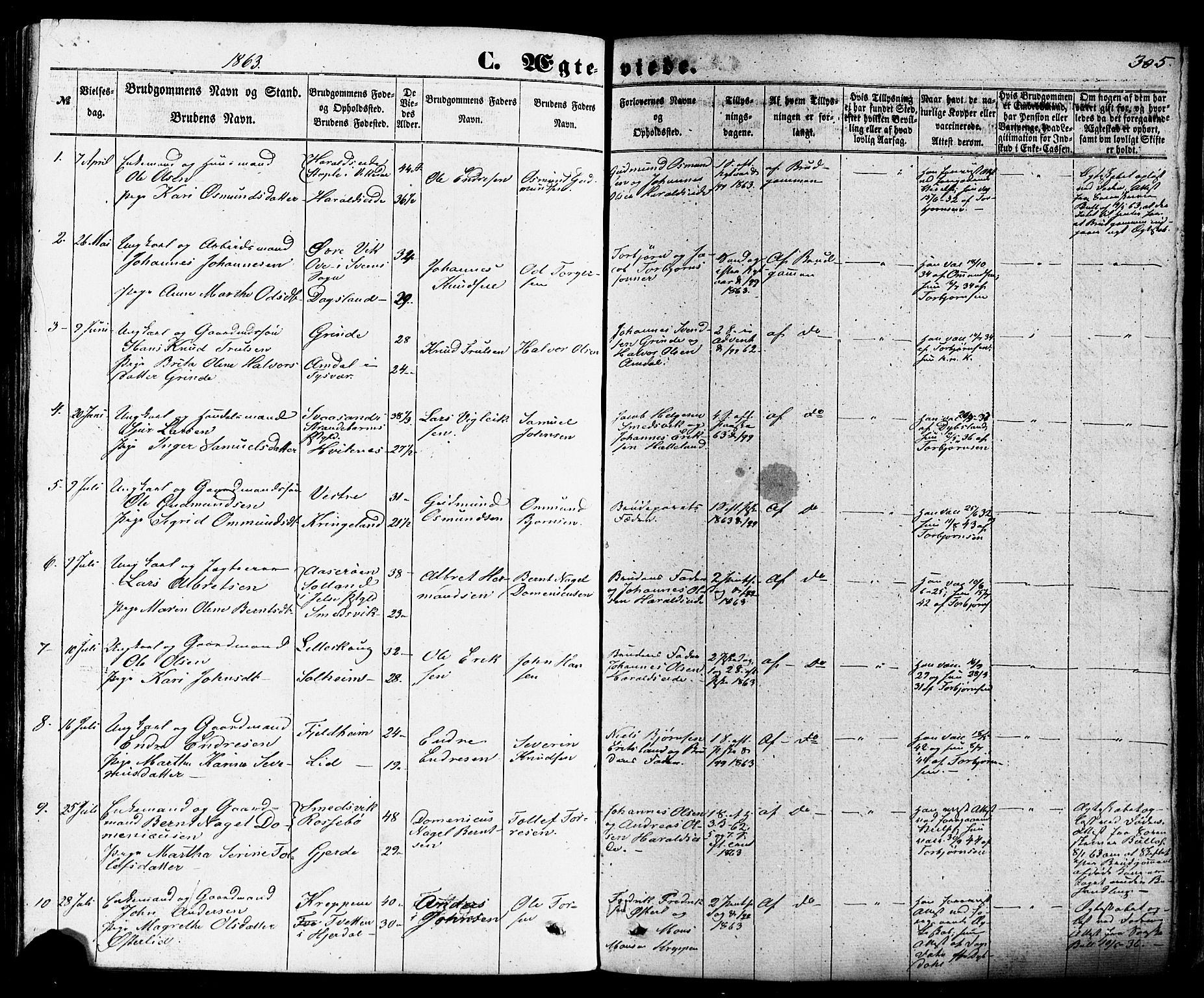 Skjold sokneprestkontor, AV/SAST-A-101847/H/Ha/Haa/L0008: Parish register (official) no. A 8, 1856-1882, p. 305