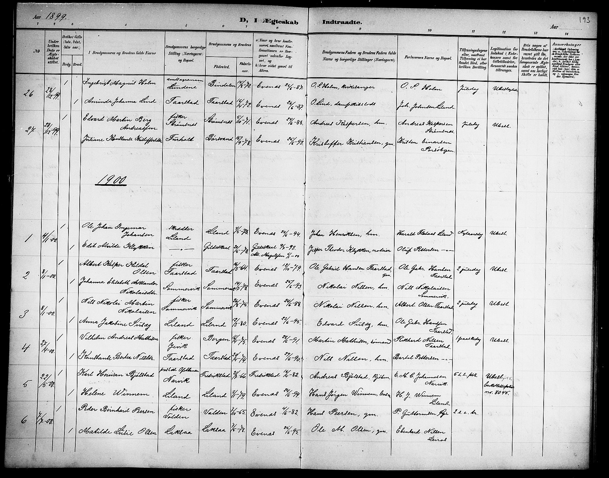 Ministerialprotokoller, klokkerbøker og fødselsregistre - Nordland, SAT/A-1459/863/L0915: Parish register (copy) no. 863C05, 1898-1907, p. 193
