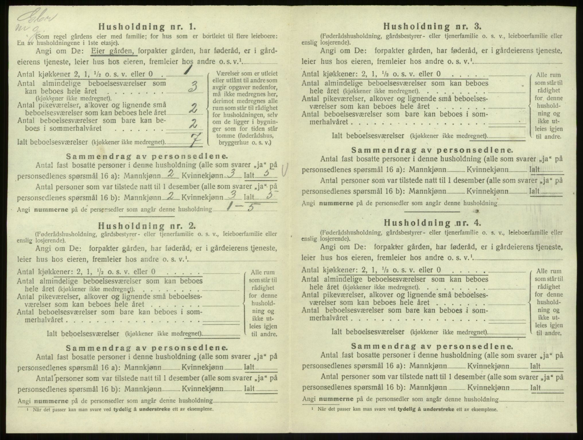 SAB, 1920 census for Hosanger, 1920, p. 109