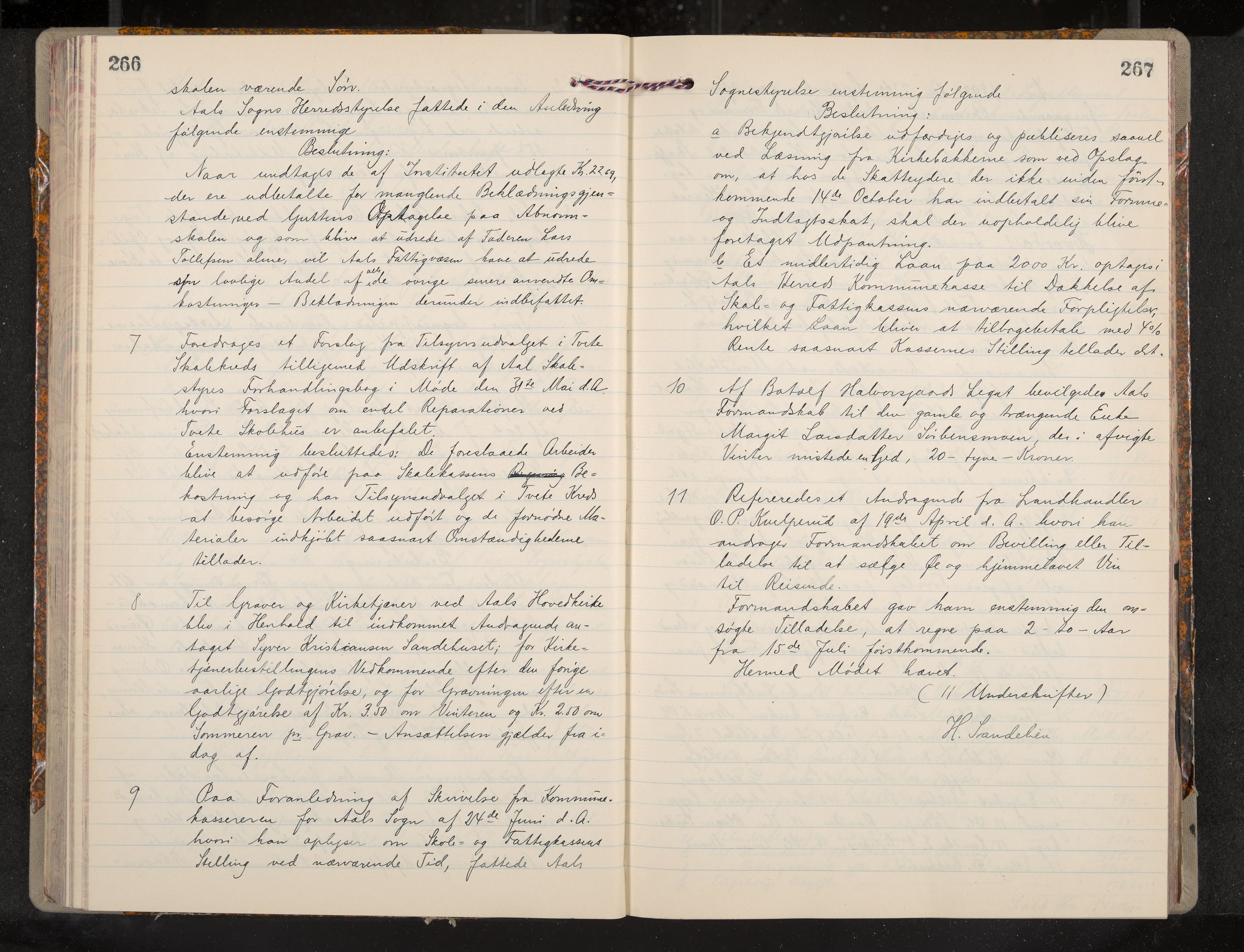 Ål formannskap og sentraladministrasjon, IKAK/0619021/A/Aa/L0004: Utskrift av møtebok, 1881-1901, p. 266-267