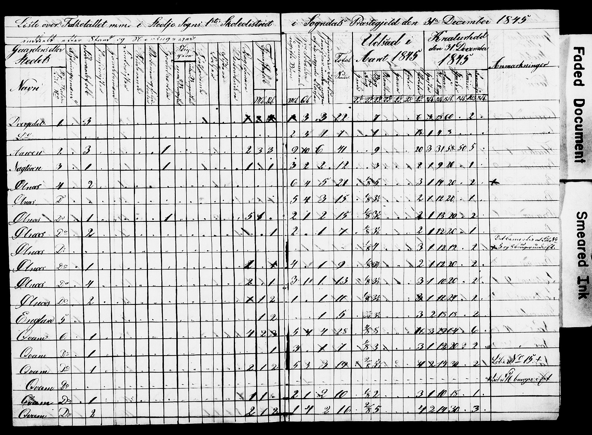 , Census 1845 for Sogndal, 1845, p. 10