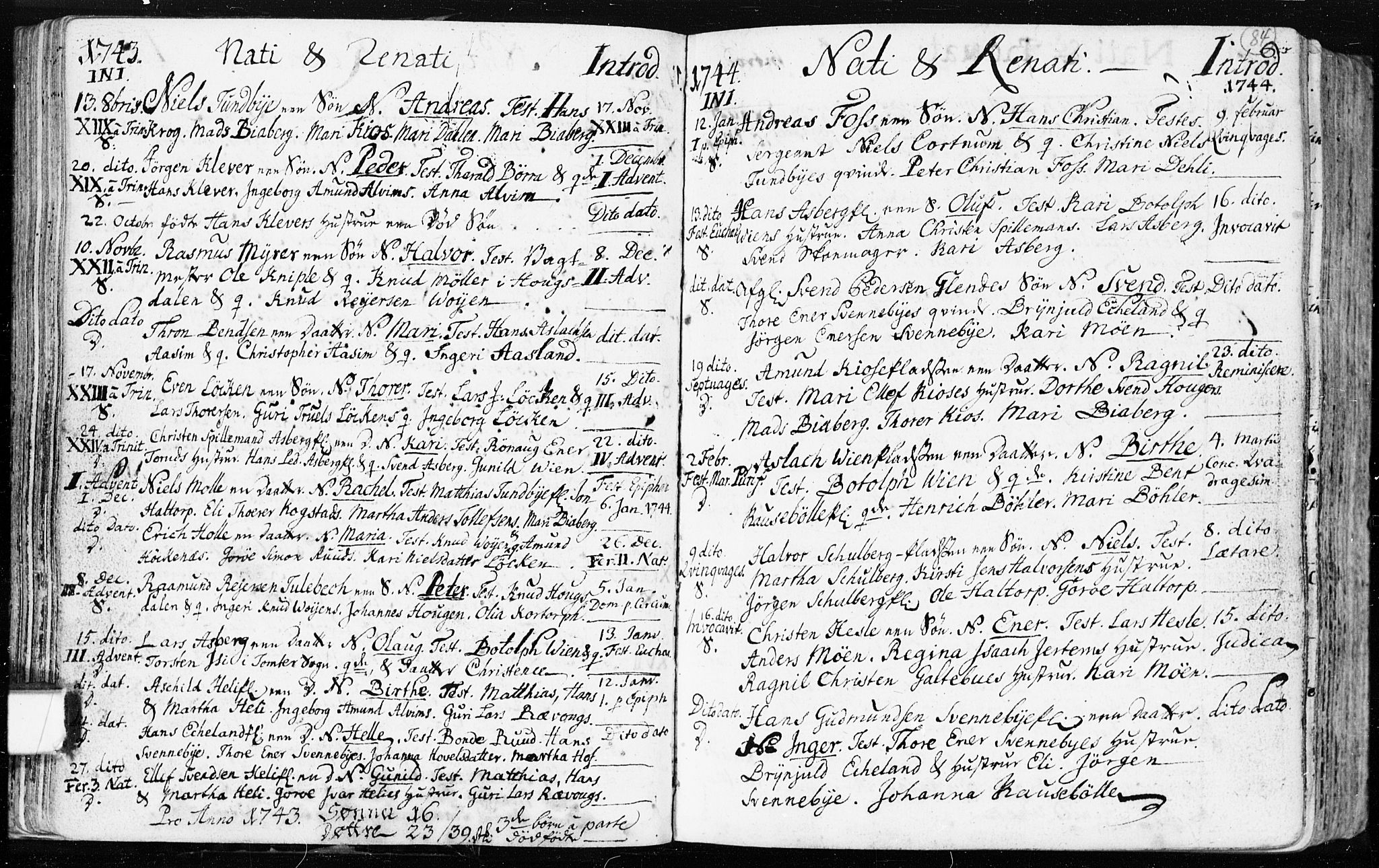 Spydeberg prestekontor Kirkebøker, SAO/A-10924/F/Fa/L0002: Parish register (official) no. I 2, 1739-1780, p. 84